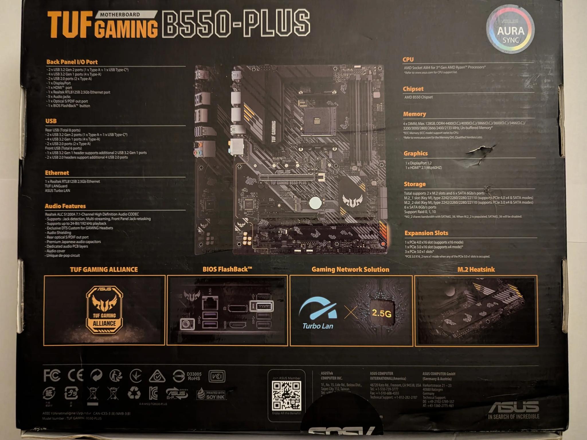Asus TUF Gaming B550-Plus ATX AM4 Motherboard Read Description