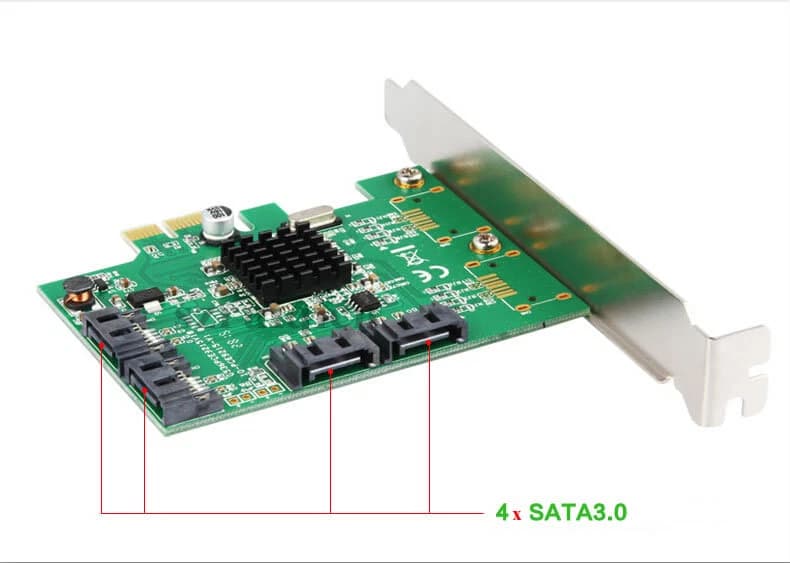 4 Port SATA III Expansion Card LP Bracket 6Gbps SATA 3.0 Controller PCI Express x1 Marvell 9215