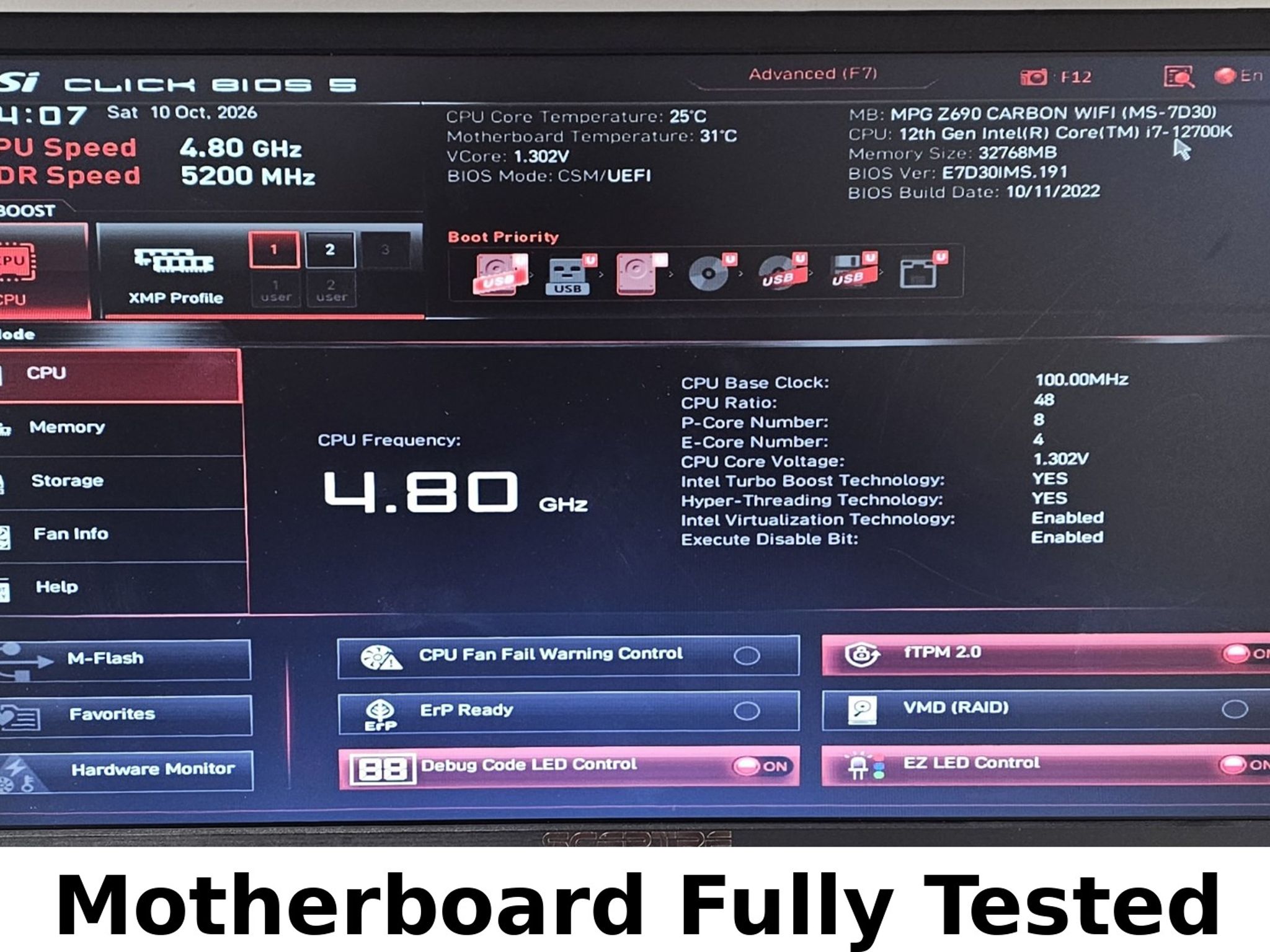 MSI MPG Z690 CARBON WIFI LGA1700 DDR5 ATX Motherboard