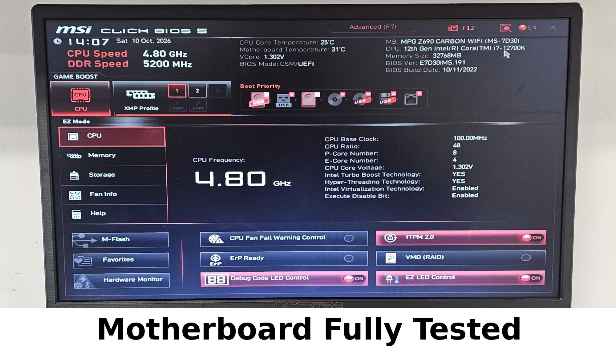 MSI MPG Z690 CARBON WIFI LGA1700 DDR5 ATX Motherboard