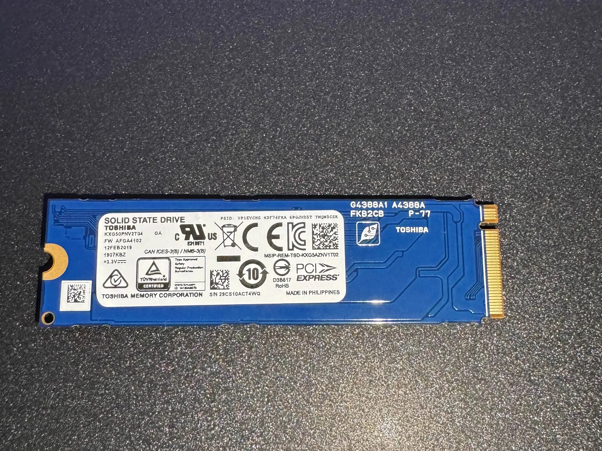 (2 qty) [2TB NVMe PCIe Gen3x4 ] Toshiba KXG50PNV2T04 - TLC - M.2 2280 - Solid State Drive