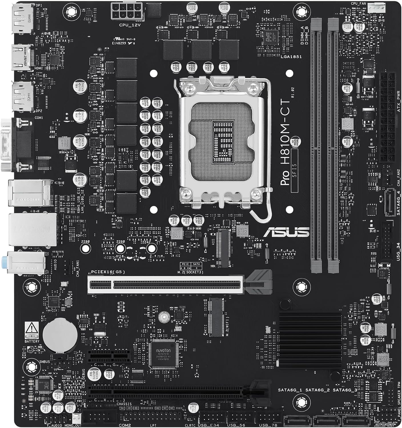 ASUS PRO H810M-CT Intel H810 LGA 1851 microATX DDR5 Desktop Motherboard