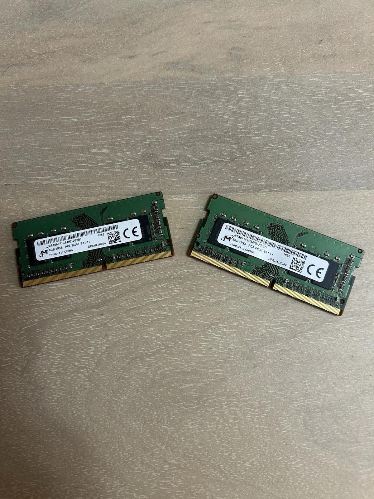 16GB (2x8GB) Micron DDR4 SODIMM Laptop RAM PC4-2400T1Rx8 MTA8ATF1G64HZ