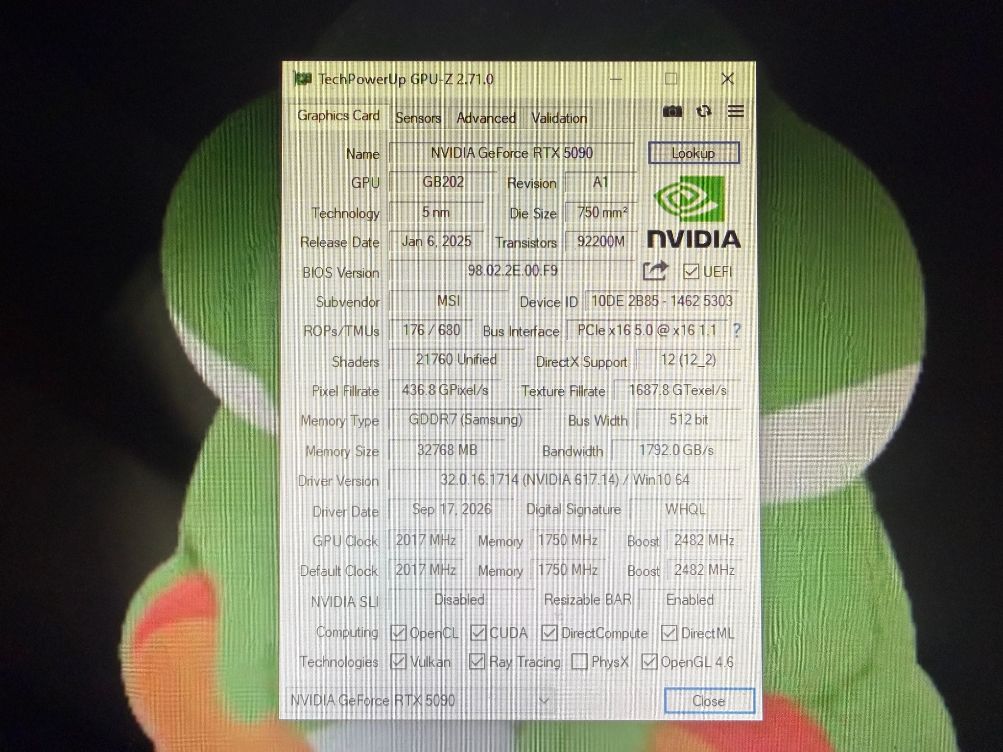 MSI GeForce RTX 5090 32G GAMING TRIO OC