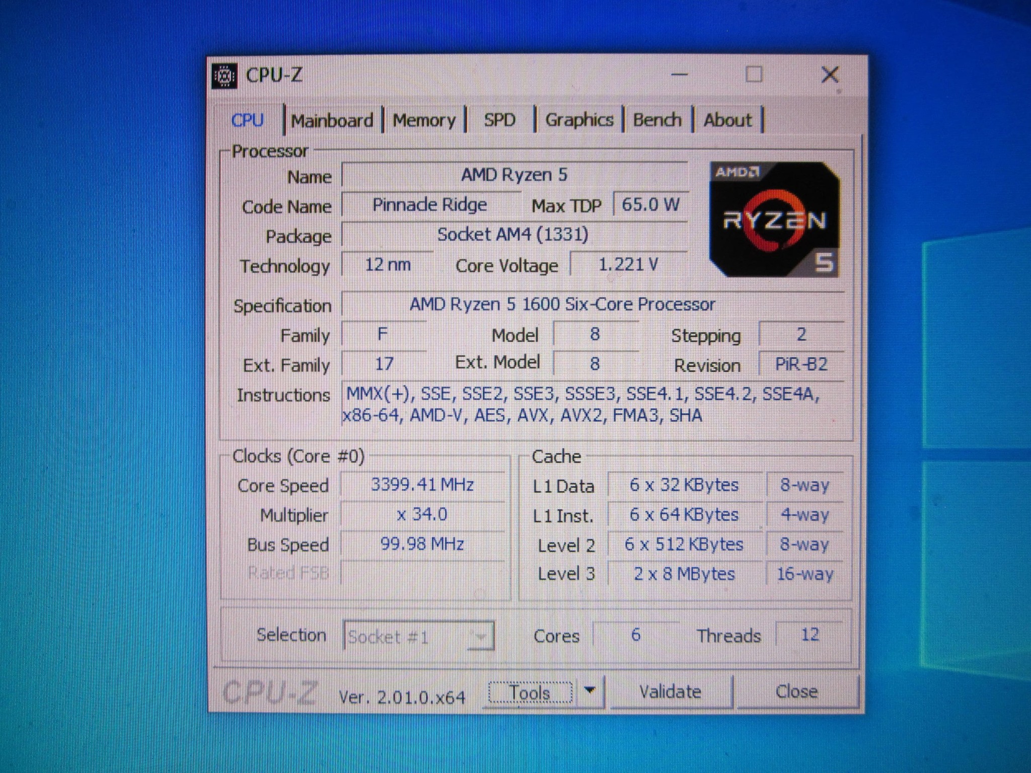 AMD Ryzen 5 1600 AF CPU with Cooler