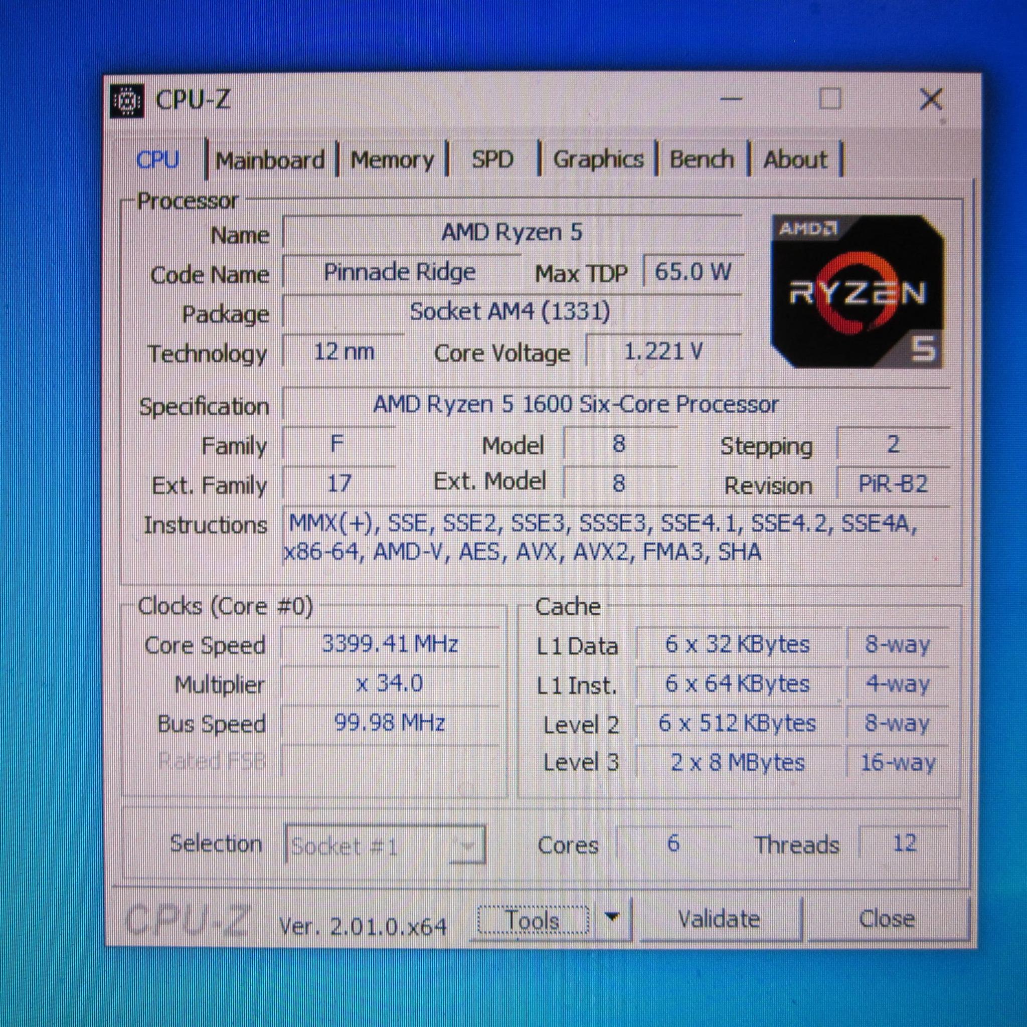 AMD Ryzen 5 1600 AF CPU with Cooler