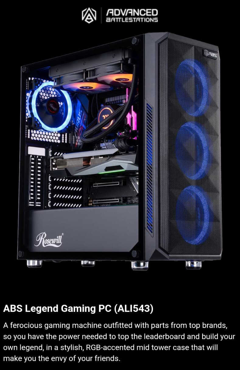 Used ABS Pre-Built, GeForce RTX 3090 Custom Gaming PC - Core i9-11900K, 32GB DDR4 RAM, 1TB NVMe SSD