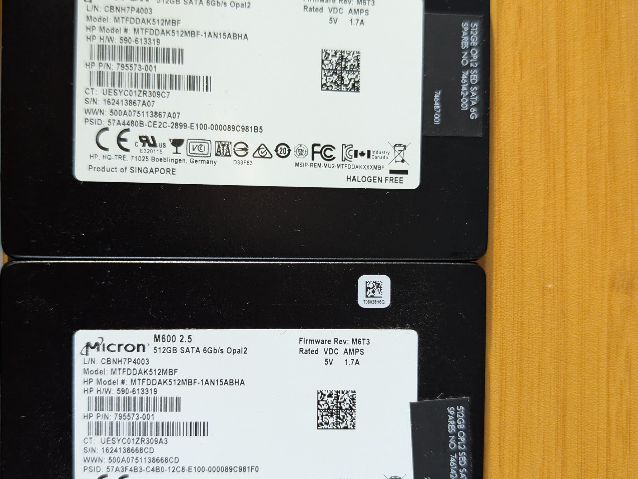 Micron M600 512GB SSD - MLC NAND - 100% Health