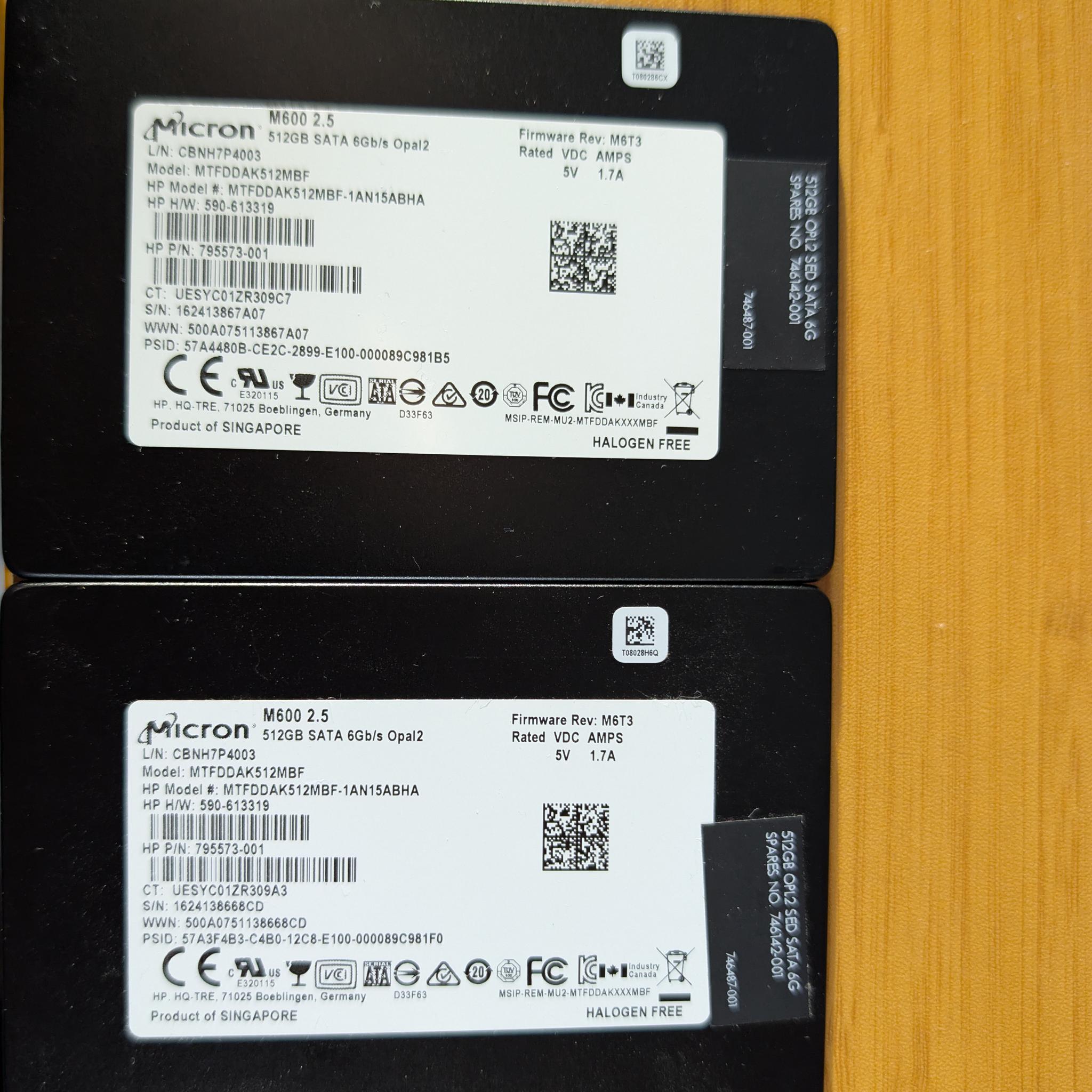 Micron M600 512GB SSD - MLC NAND - 100% Health