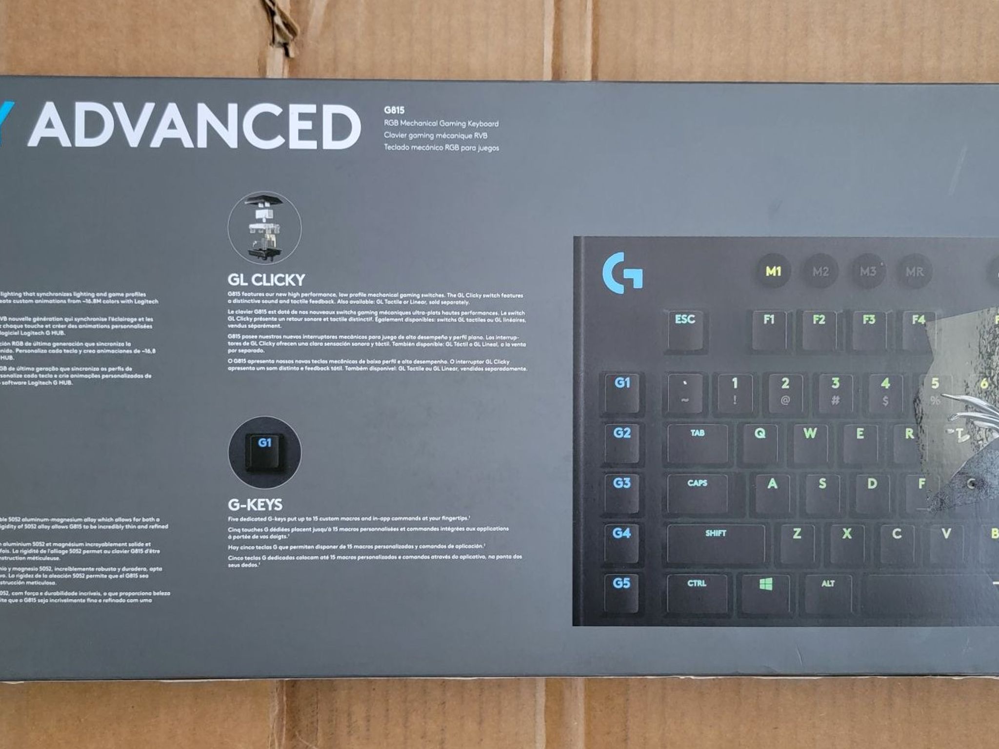 Logitech G815 RGB Mechanical Gaming Keyboard - Clicky Switches - Low Profile - Used