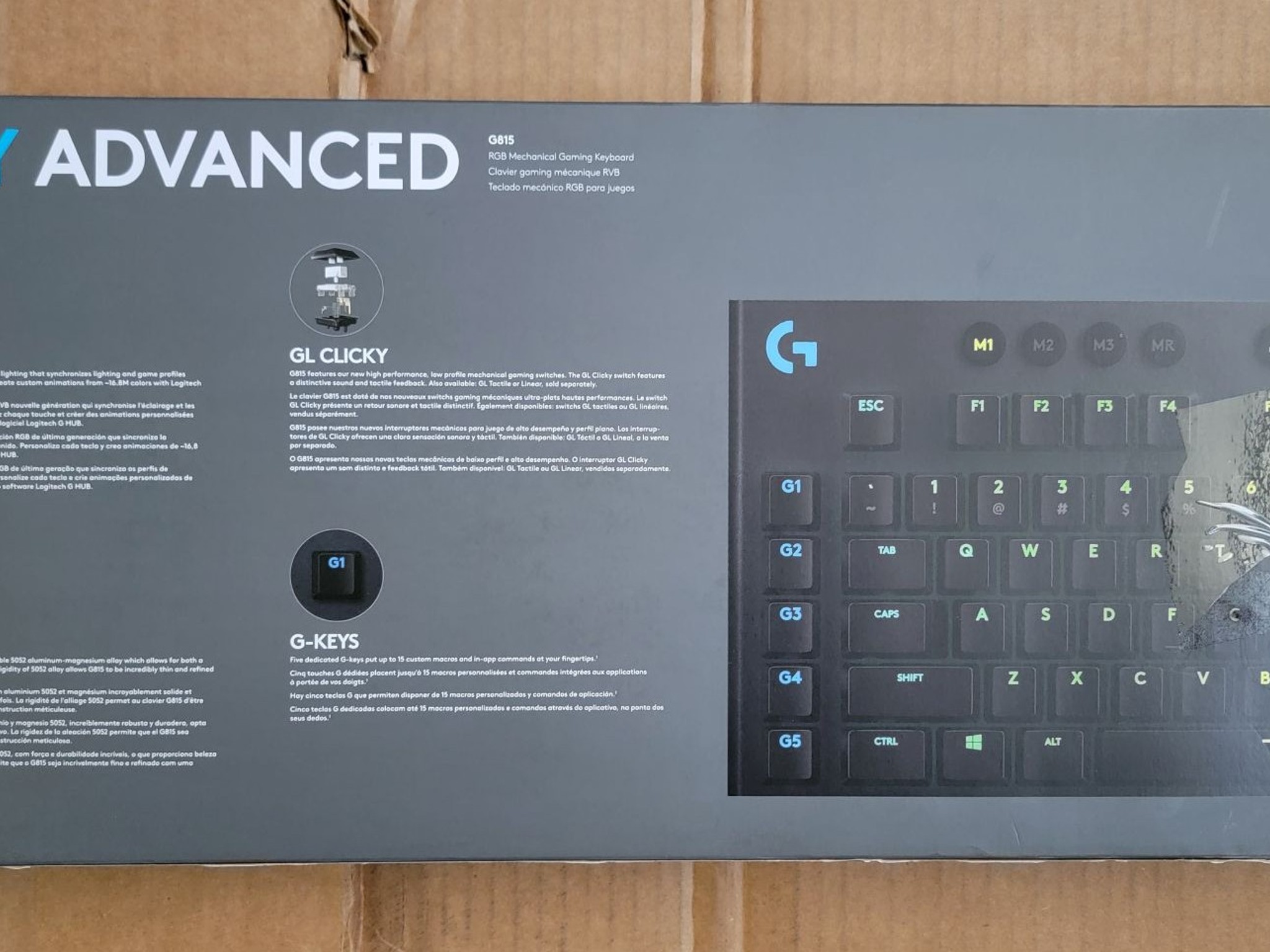 Logitech G815 RGB Mechanical Gaming Keyboard - Clicky Switches - Low Profile - Used