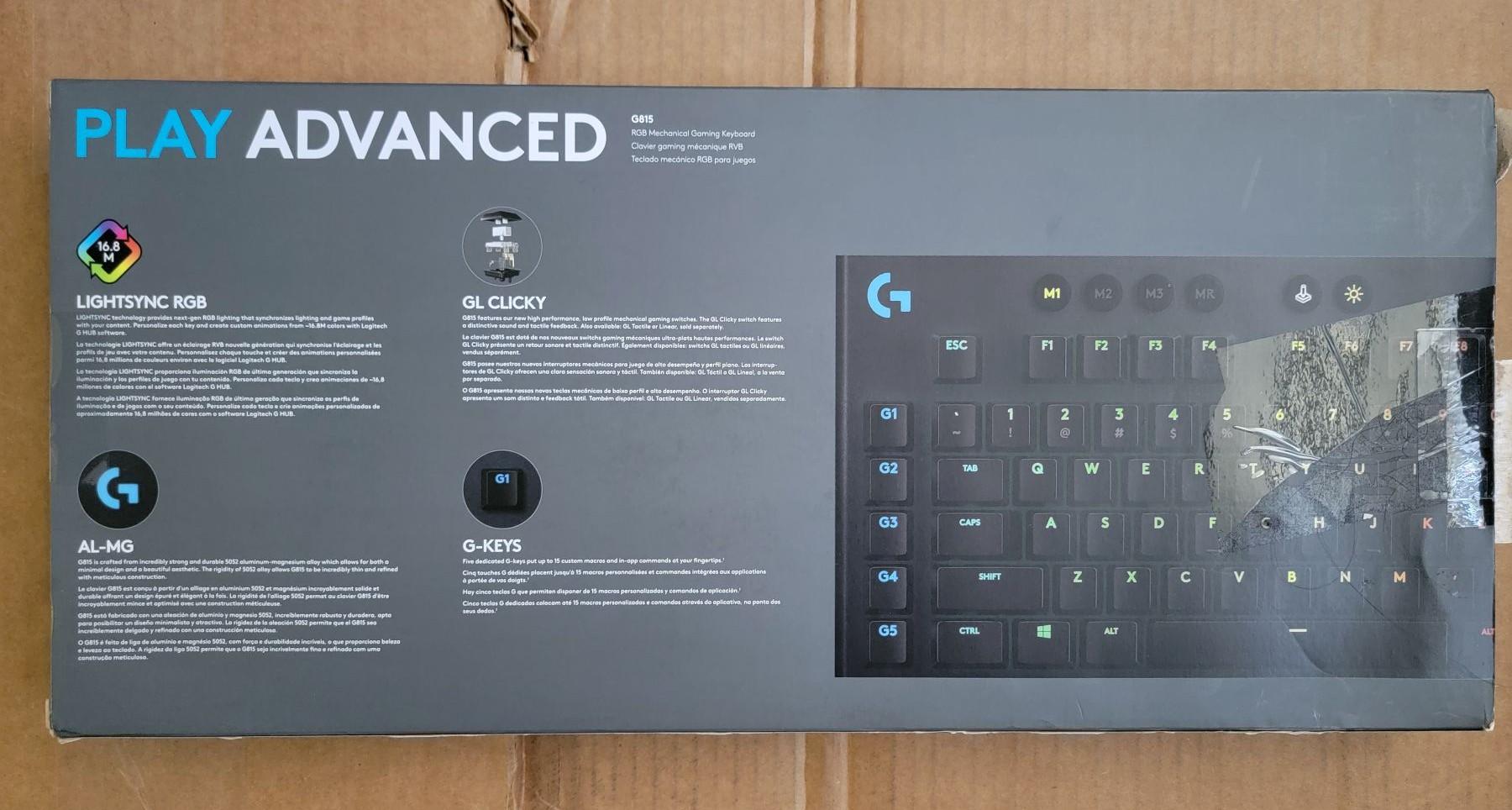 Logitech G815 RGB Mechanical Gaming Keyboard - Clicky Switches - Low Profile - Used