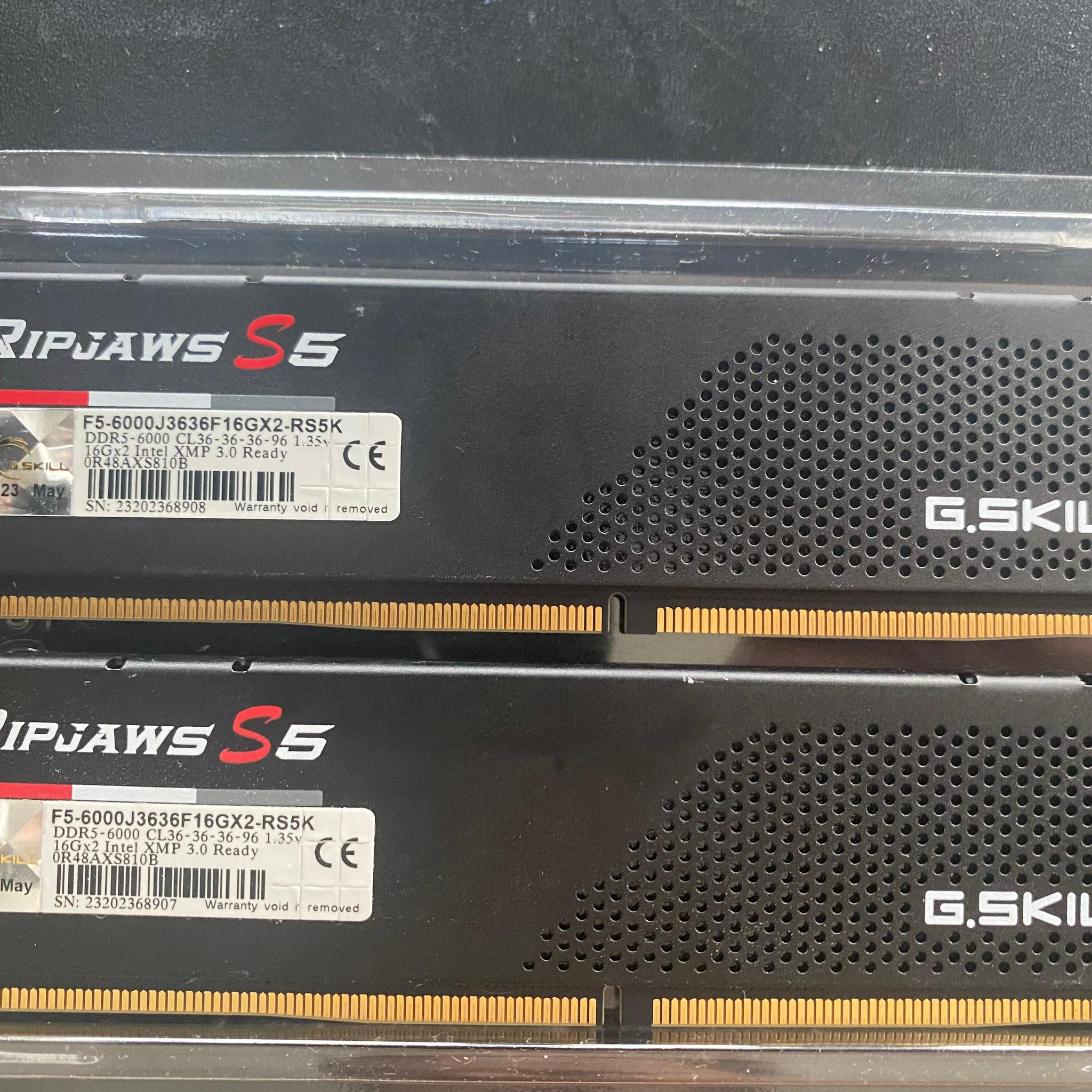 G.Skill Ripjaws S5 32GB 2 x 16GB DDR5-6000 PC5-48000 CL36 Dual Channel Desktop Memory Kit