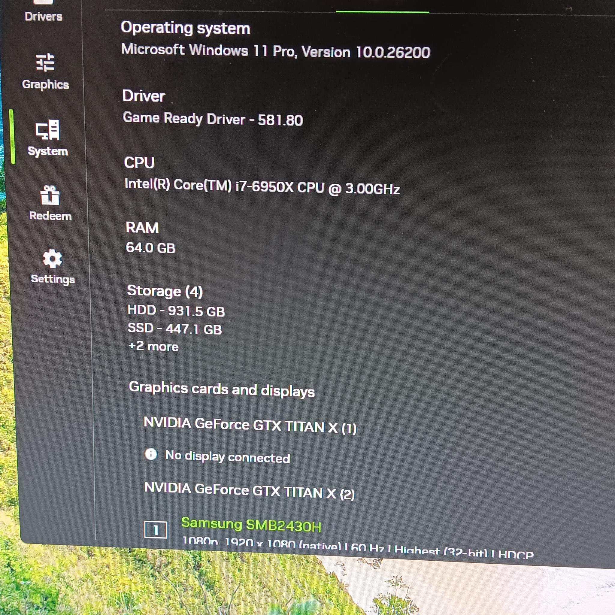 Fractal Design Define R5, ATX Asus X99-A II, i7-6950X 10C/20T 3.00GHz, 64GB DDR4, 2- Titan Xs, 3.5TB