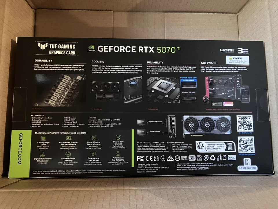 ASUS TUF Gaming GeForce RTX 5070 Ti OC Edition 16GB