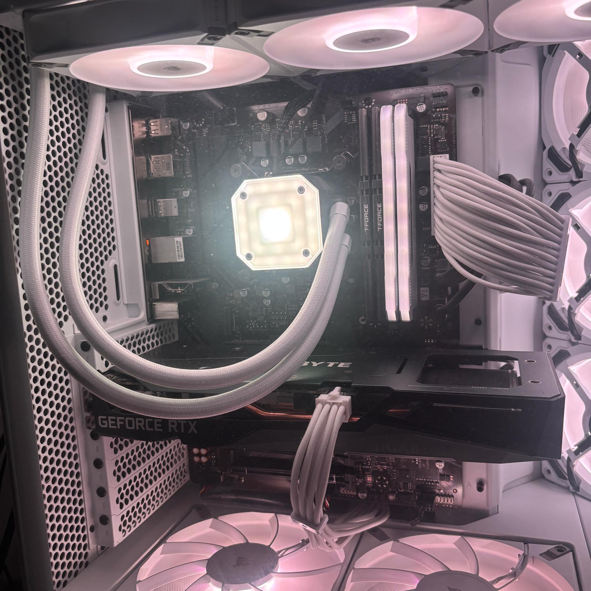 White RGB Gaming PC - i9-11900K, RTX 3050 8GB, 48GB RAM, 3TB+ Storage, 360mm Corsair AIO