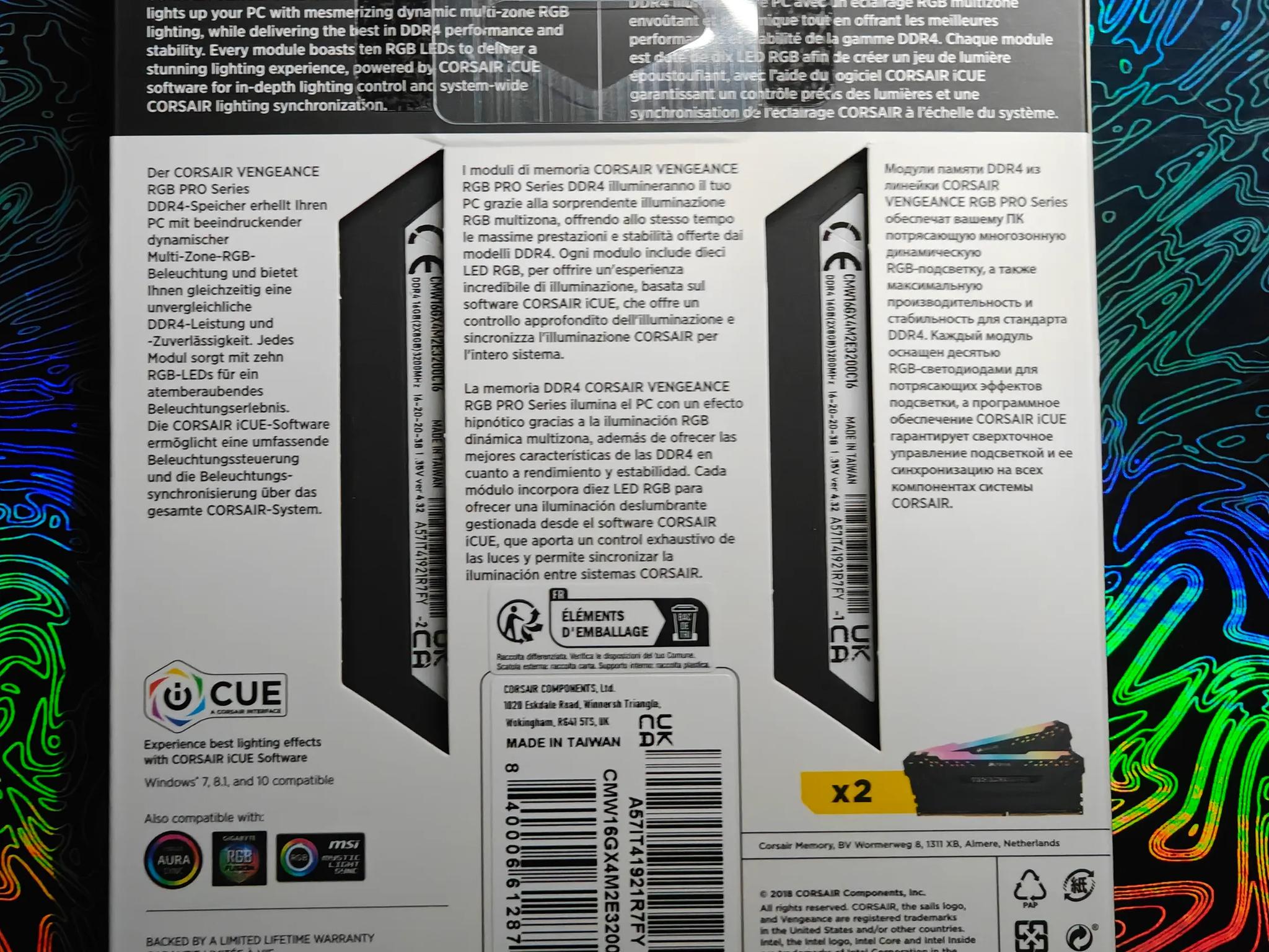 BNIB Corsair Vengeance RGB PRO 2x8GB DDR4-3200 Memory