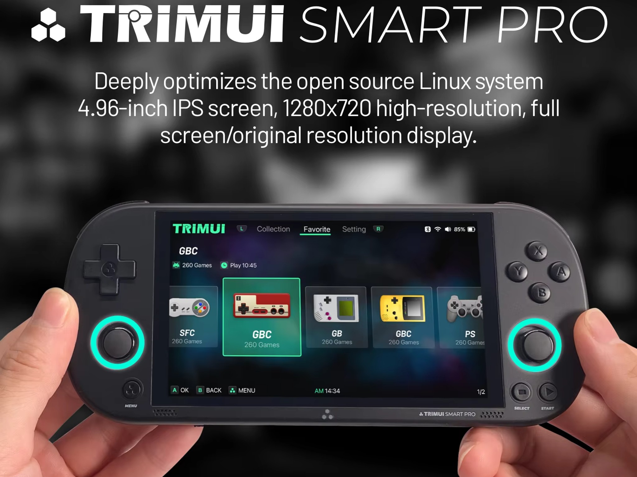 Trimui Smart Pro Retro Video Game Console Handheld Game 4.96''IPS Screen w/ 64GB SD CARD