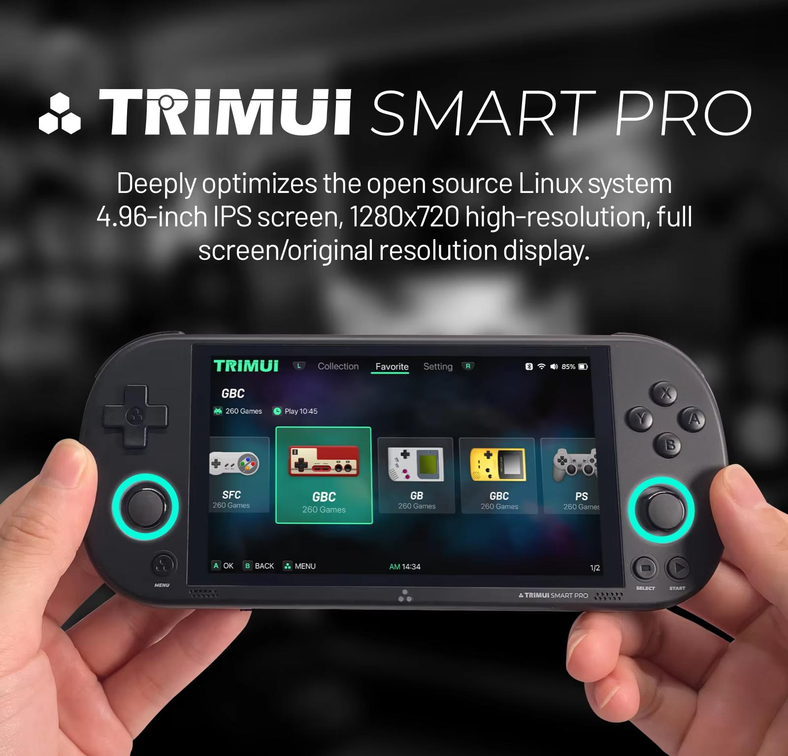 Trimui Smart Pro Retro Video Game Console Handheld Game 4.96''IPS Screen w/ 64GB SD CARD