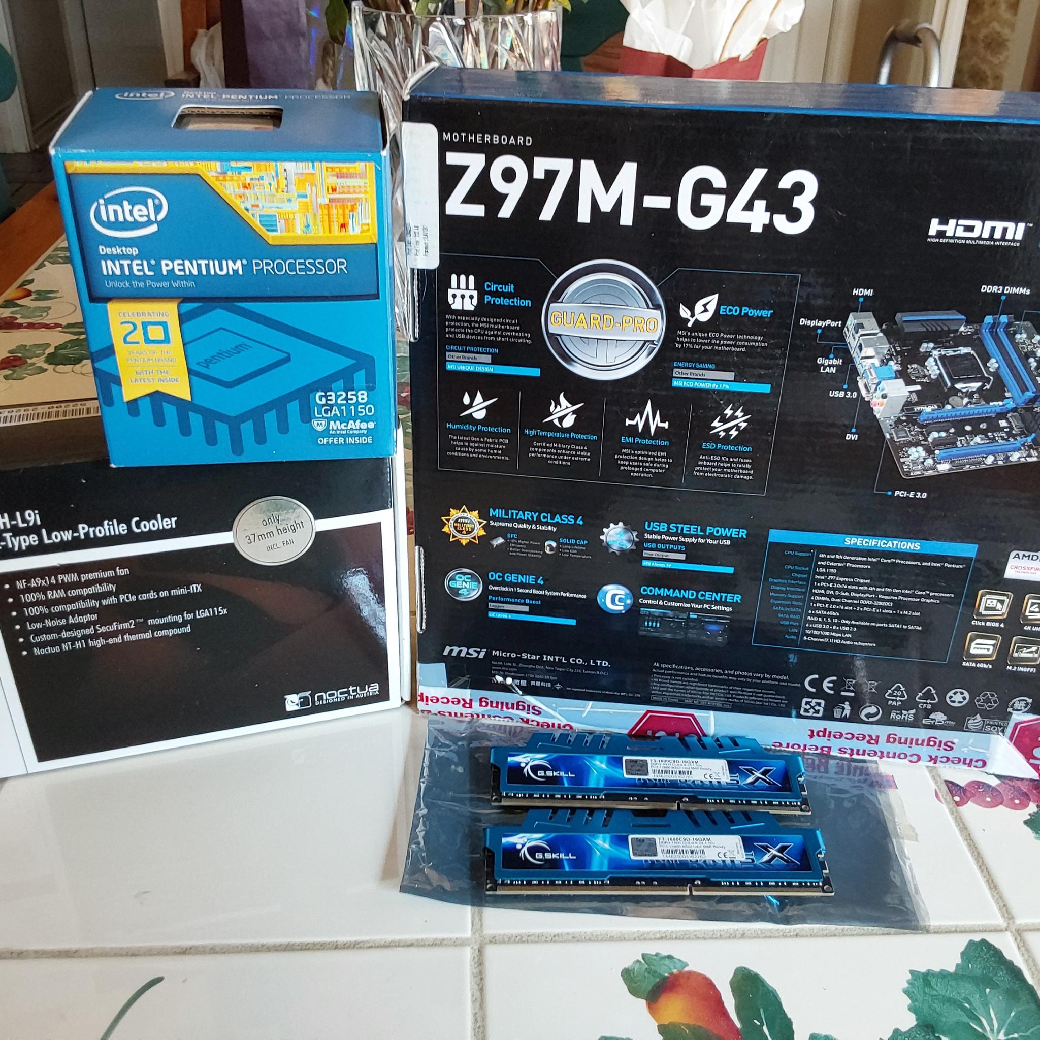Working Combo! MSI Z97M + Intel Pentium 20th Anniv. Edition G3258 + Noctua NHL9i Cooler + 16GB DDR3