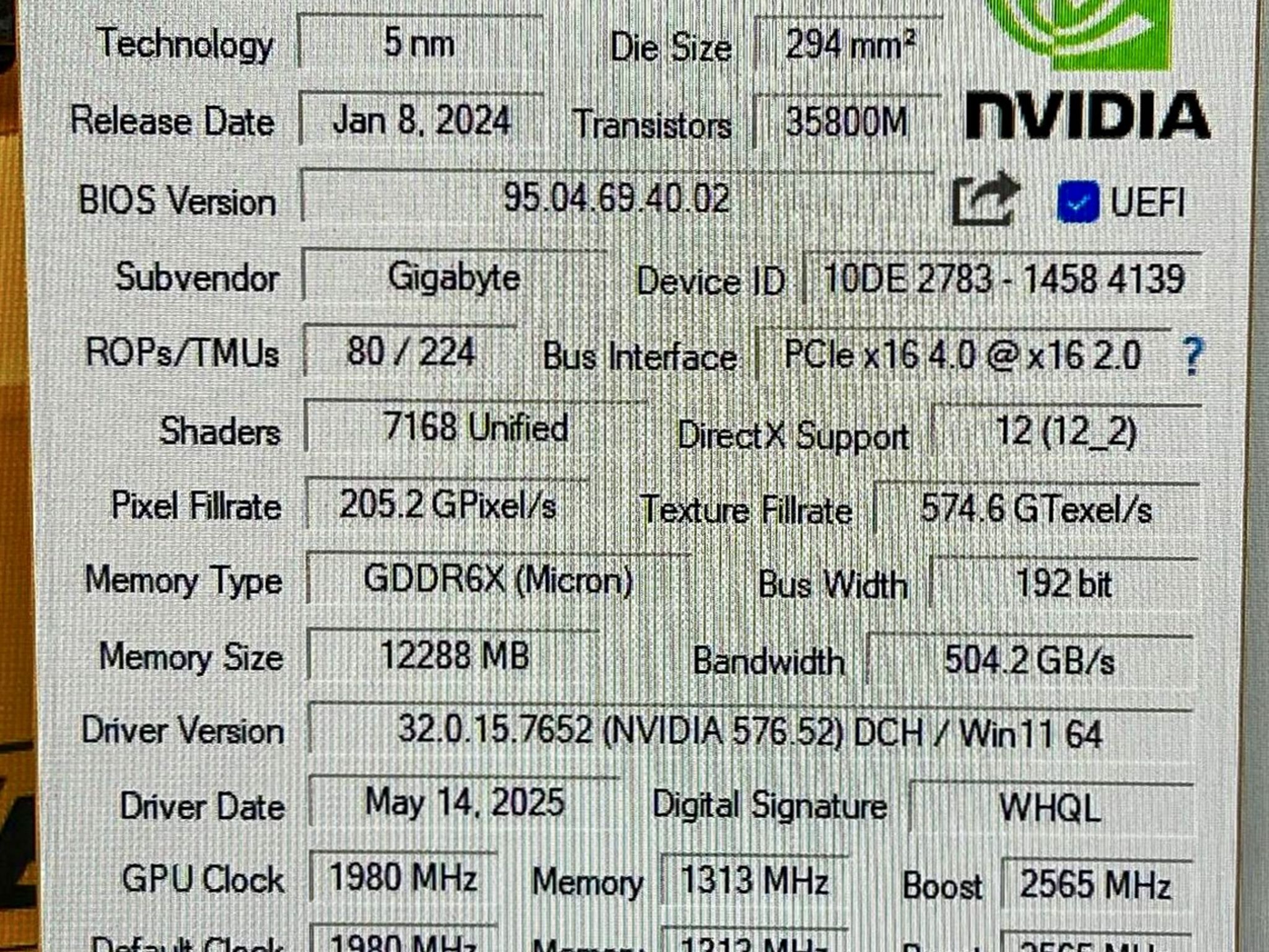 NVIDIA RTX 4070 Super OC (Gigabyte Aero)