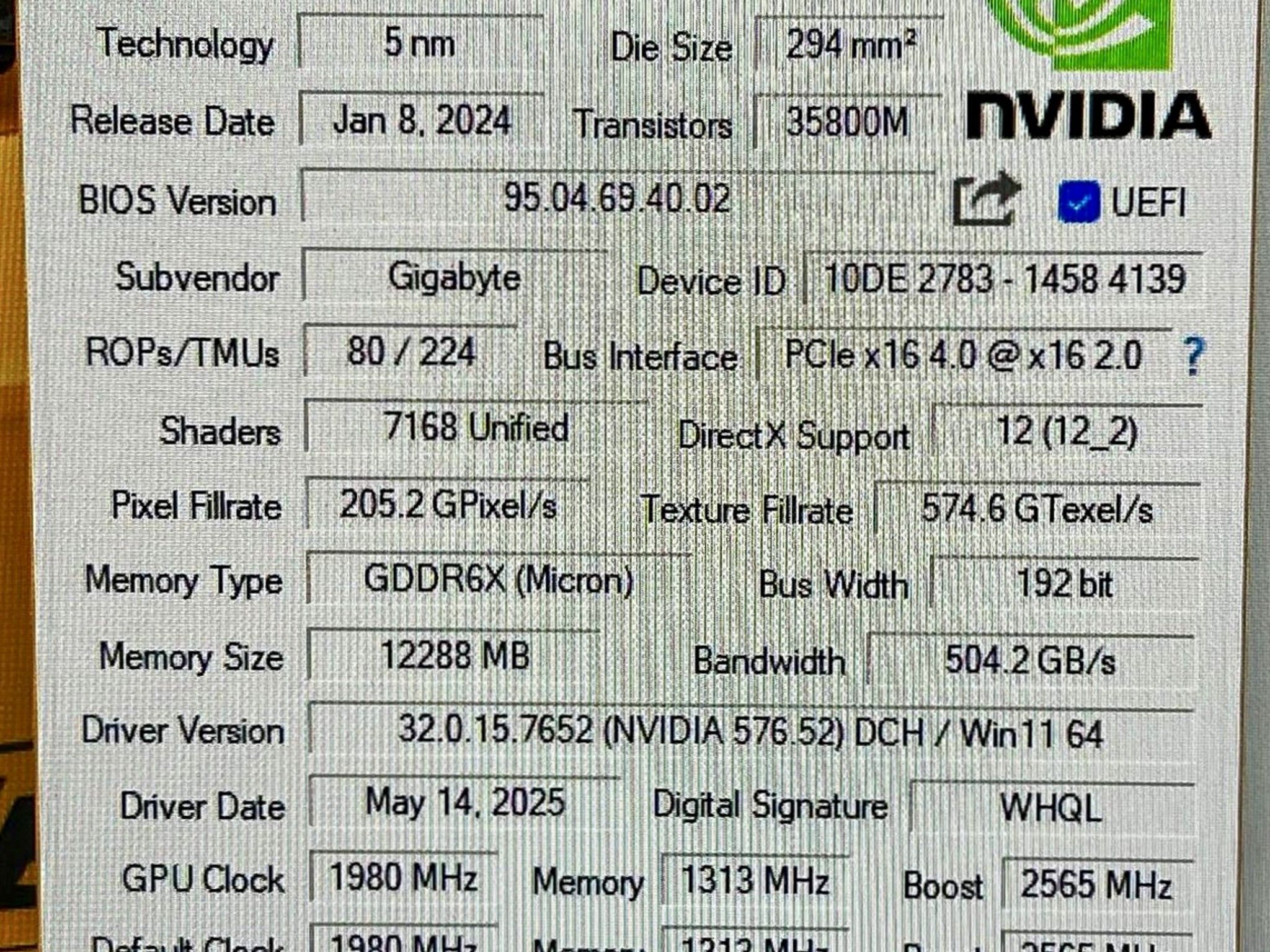 NVIDIA RTX 4070 Super OC (Gigabyte Aero)