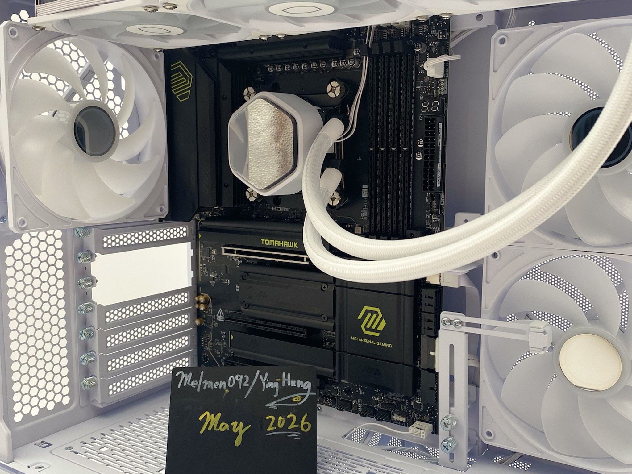 Lian Li CG237 Tempered Glass ATX Mid-Tower Case with 360 AIO and MSI Mag X870E Tomahawk WiFi