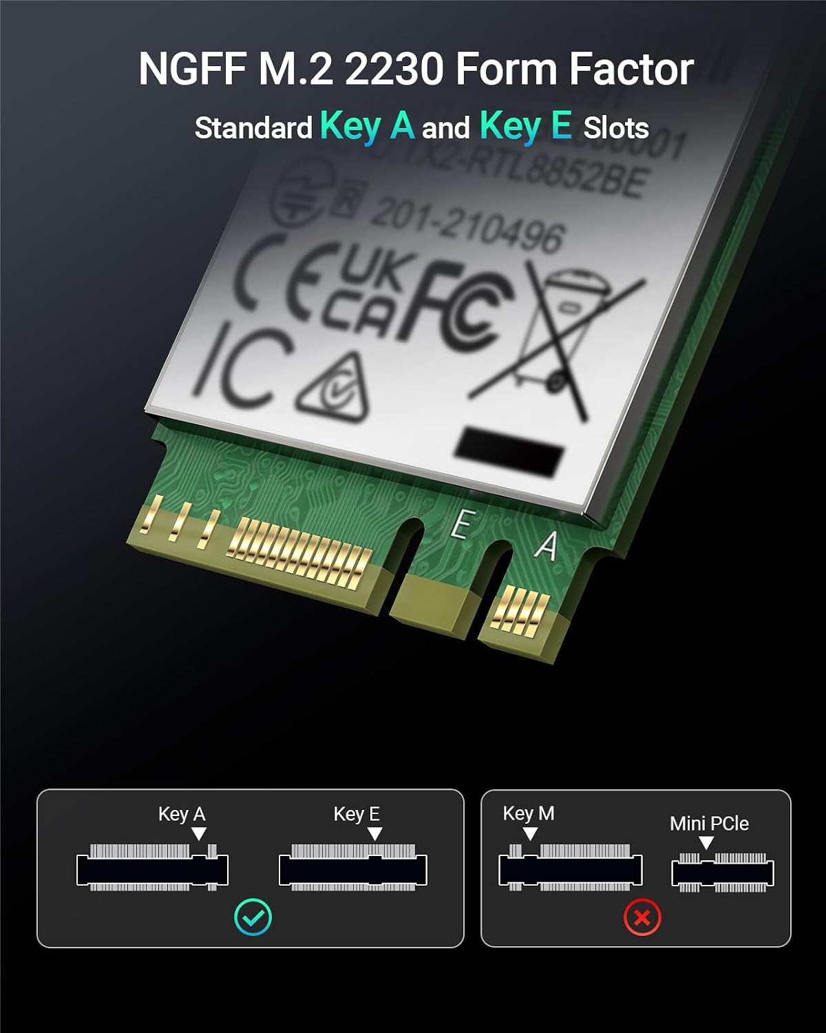 WiFi 6 M.2 Card AX1800 + BT 5.2 2.4GHZ 5GHZ