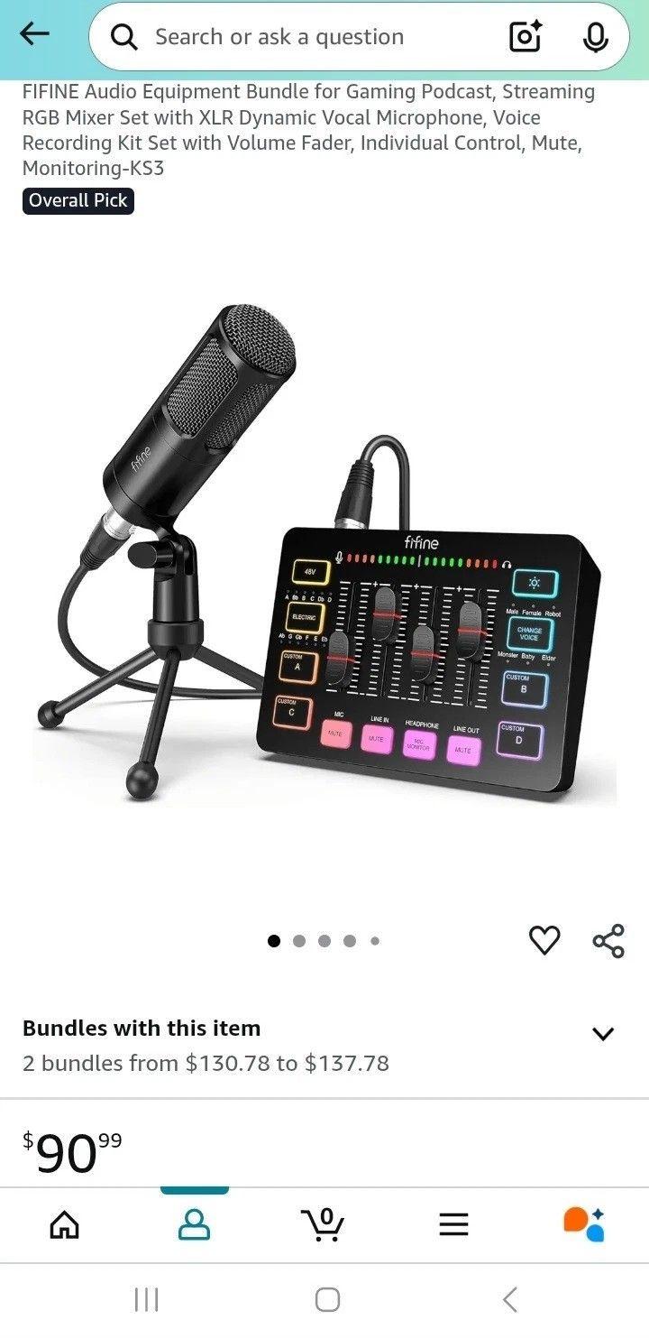 FIFINE Audio Equipment Bundle for Gaming Podcast, Streaming Monitoring-KS3 NEW!!