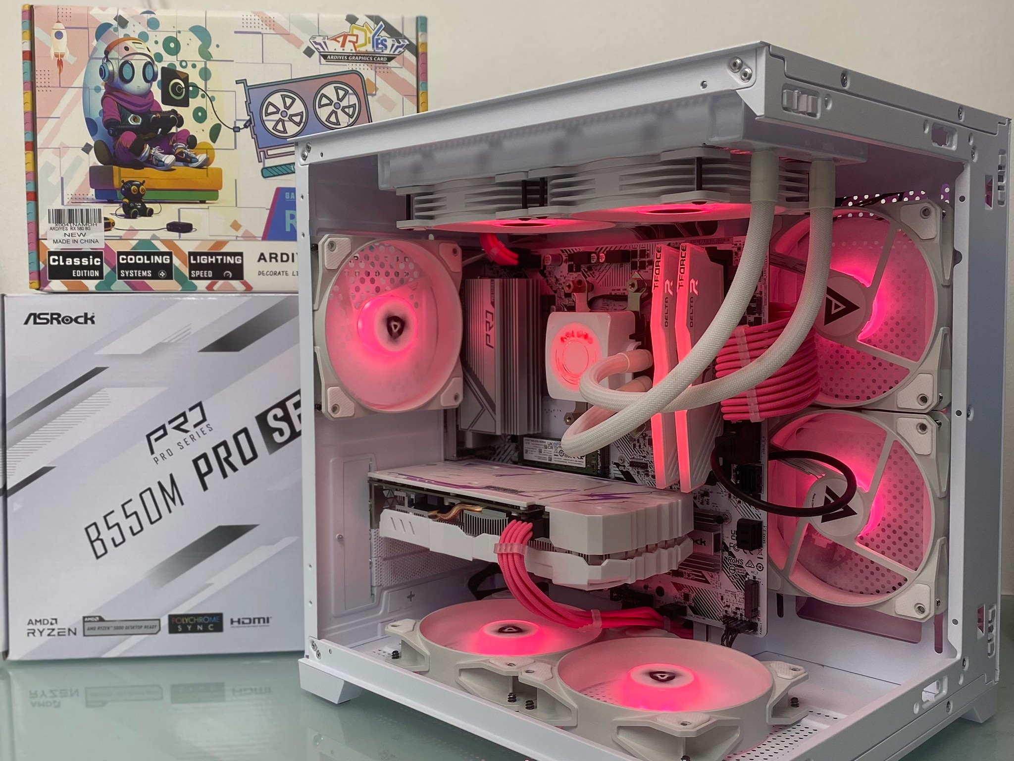 💝 Ryzen 5 5500 / 16 GB / 1TB / RX580 - Pink Cables