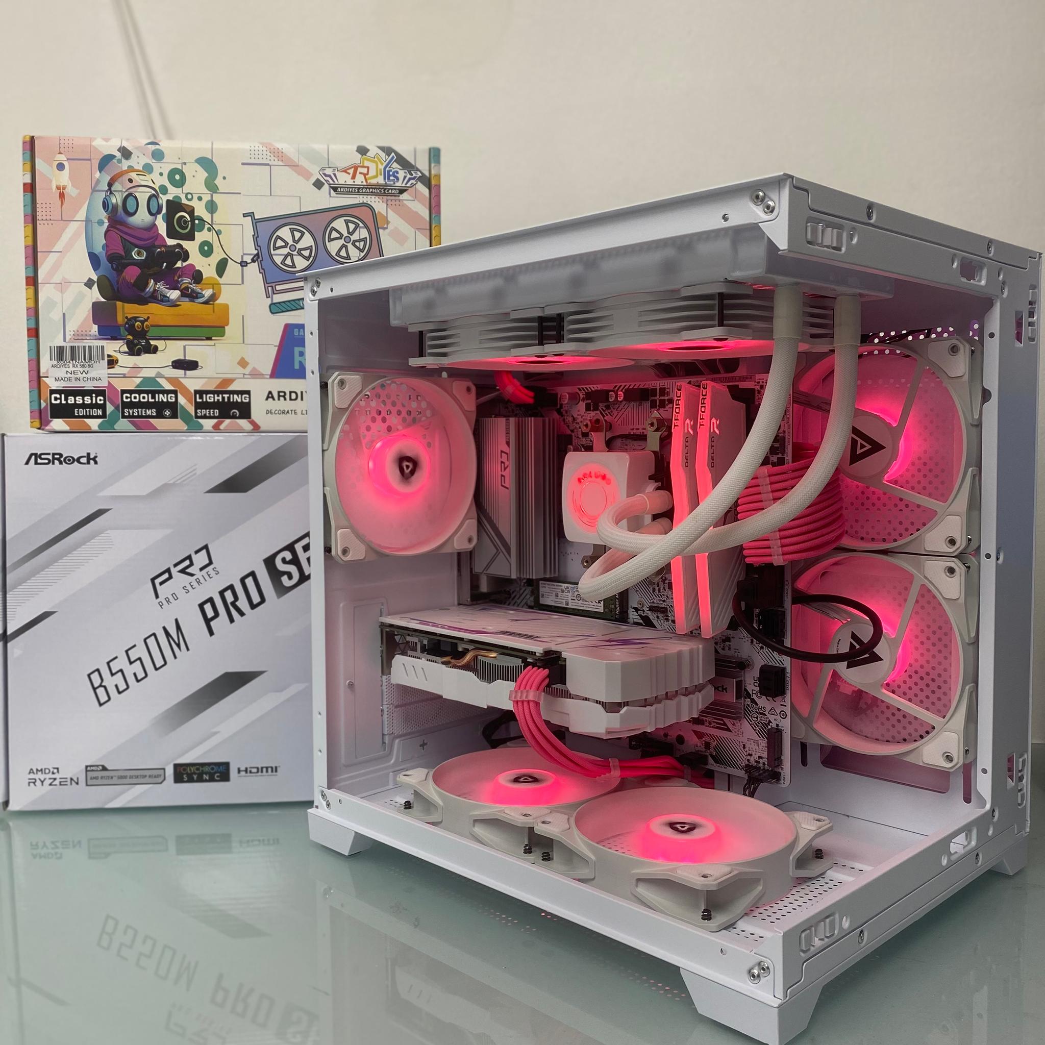 💝 Ryzen 5 5500 / 16 GB / 1TB / RX580 - Pink Cables