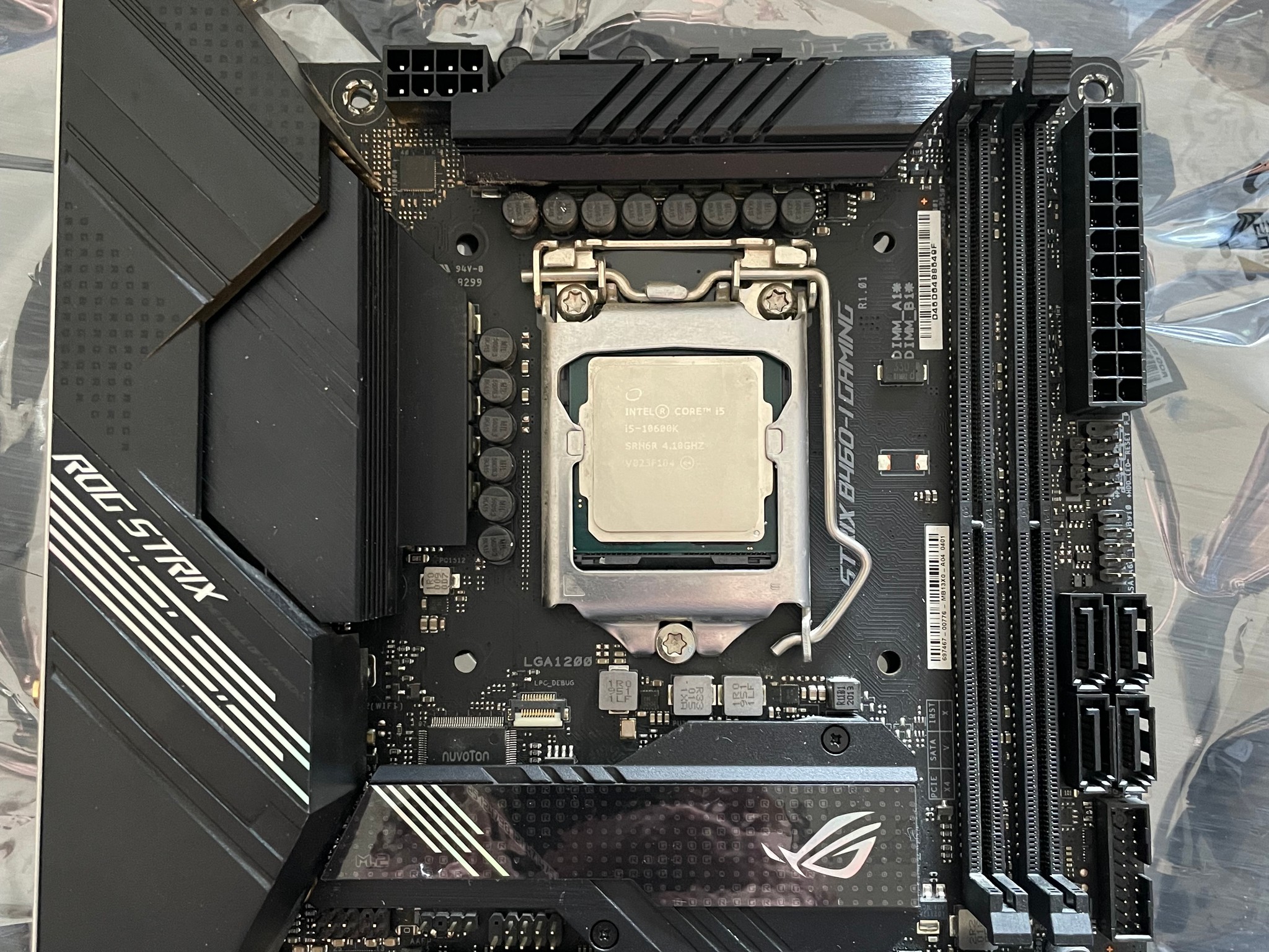 ROG Strix B460-I Motherboard and Intel I5 10600k combo