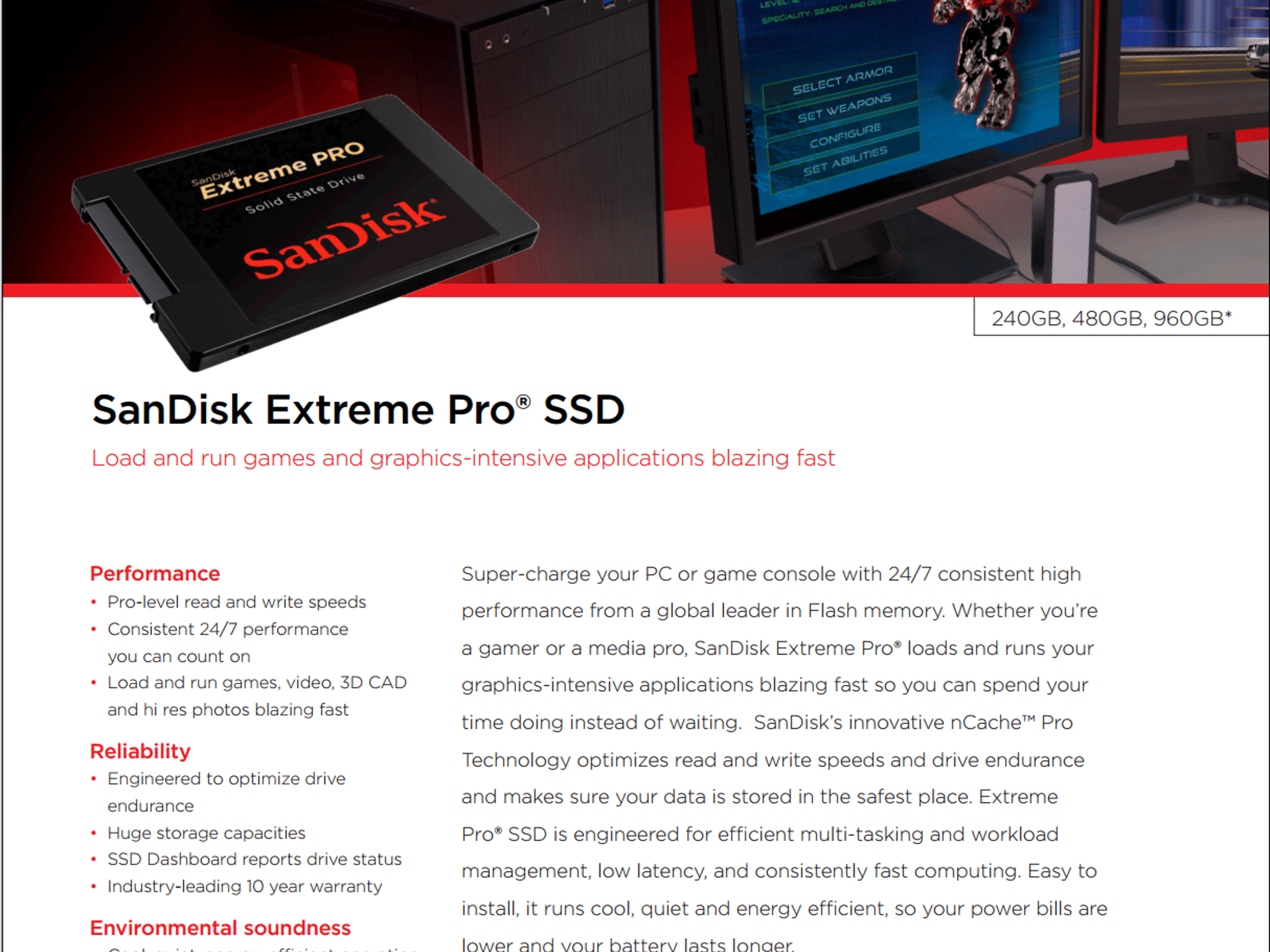 NEW SanDisk Extreme PRO-Series 480GB SATA 6.0Gb/s 2.5" Internal Solid-State Drive