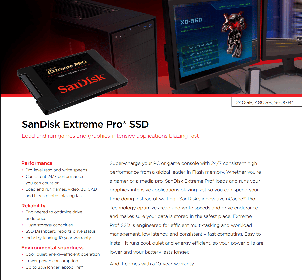 NEW SanDisk Extreme PRO-Series 480GB SATA 6.0Gb/s 2.5" Internal Solid-State Drive