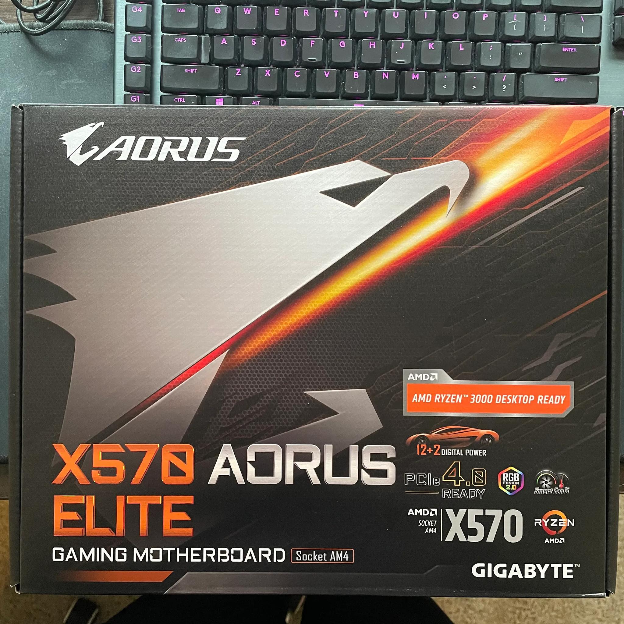 Gigabyte x570 AORUS ELITE ATX AM4 Motherboard, non Wifi, working condition