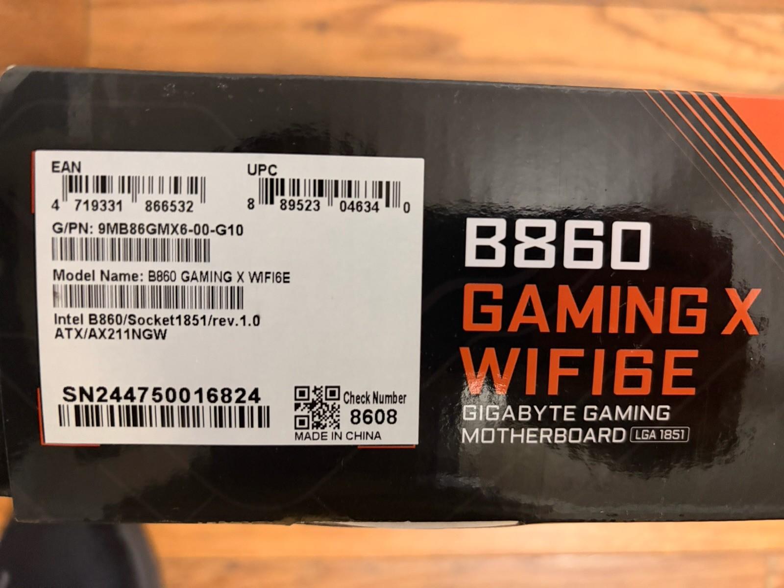 GIGABYTE B860 Gaming X WiFi6E LGA 1851 DDR5 ATX Motherboard Intel White Open Box