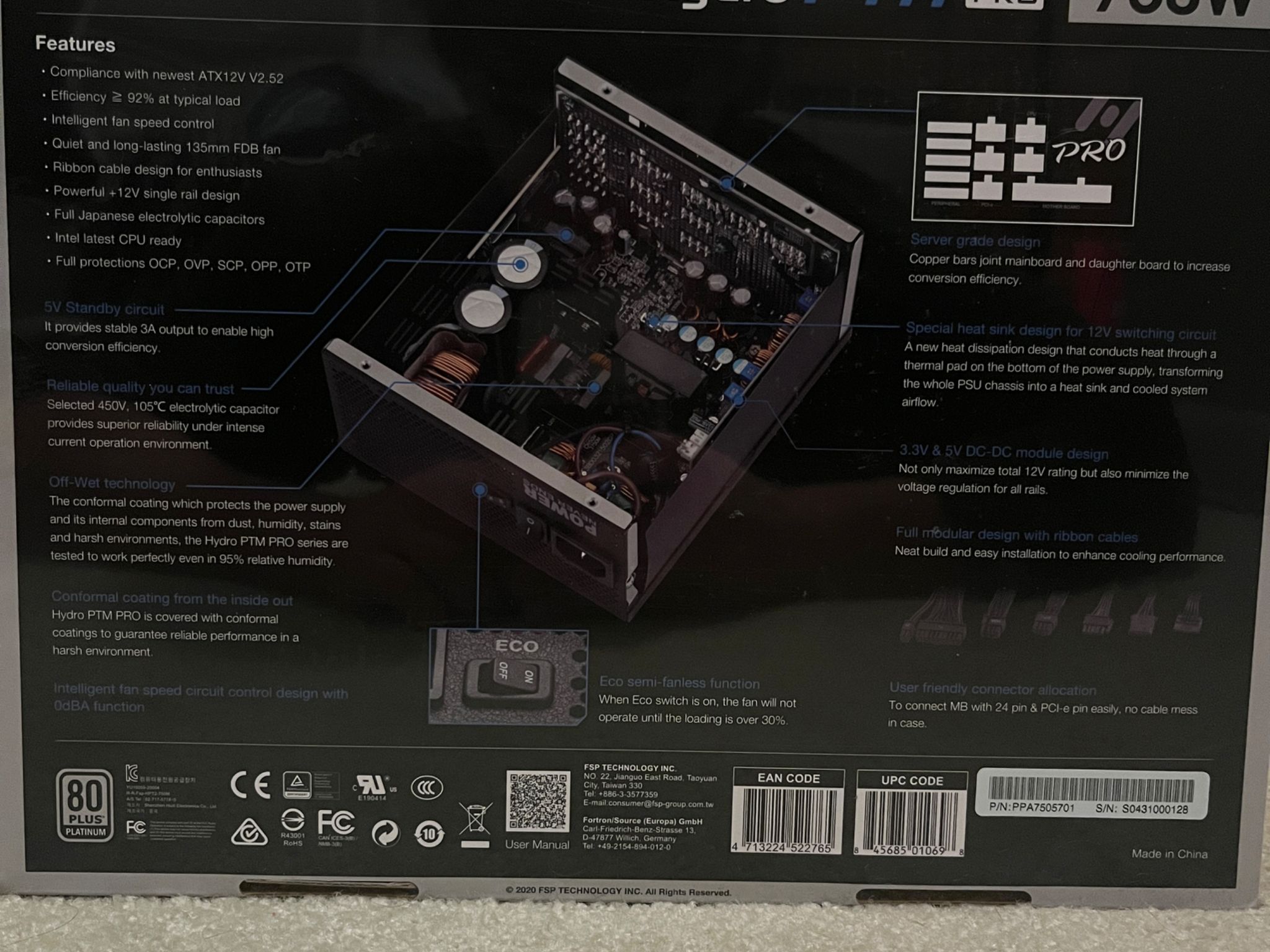 Fsp hydro ptm pro 750W power supply