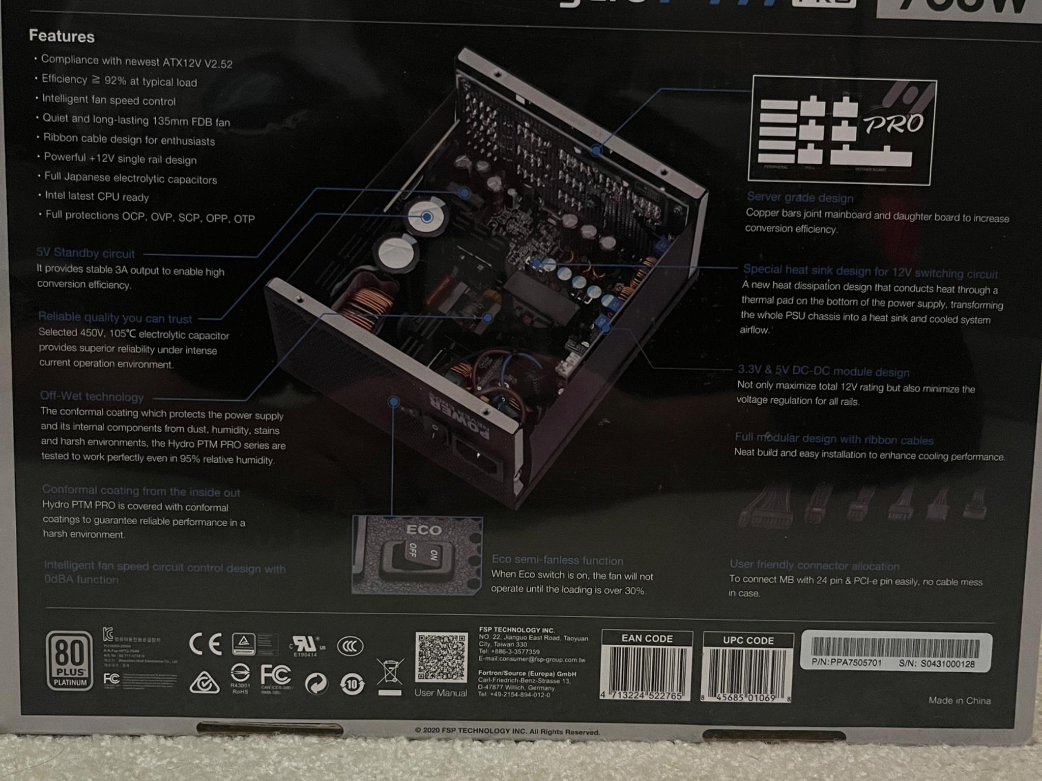 Fsp hydro ptm pro 750W power supply