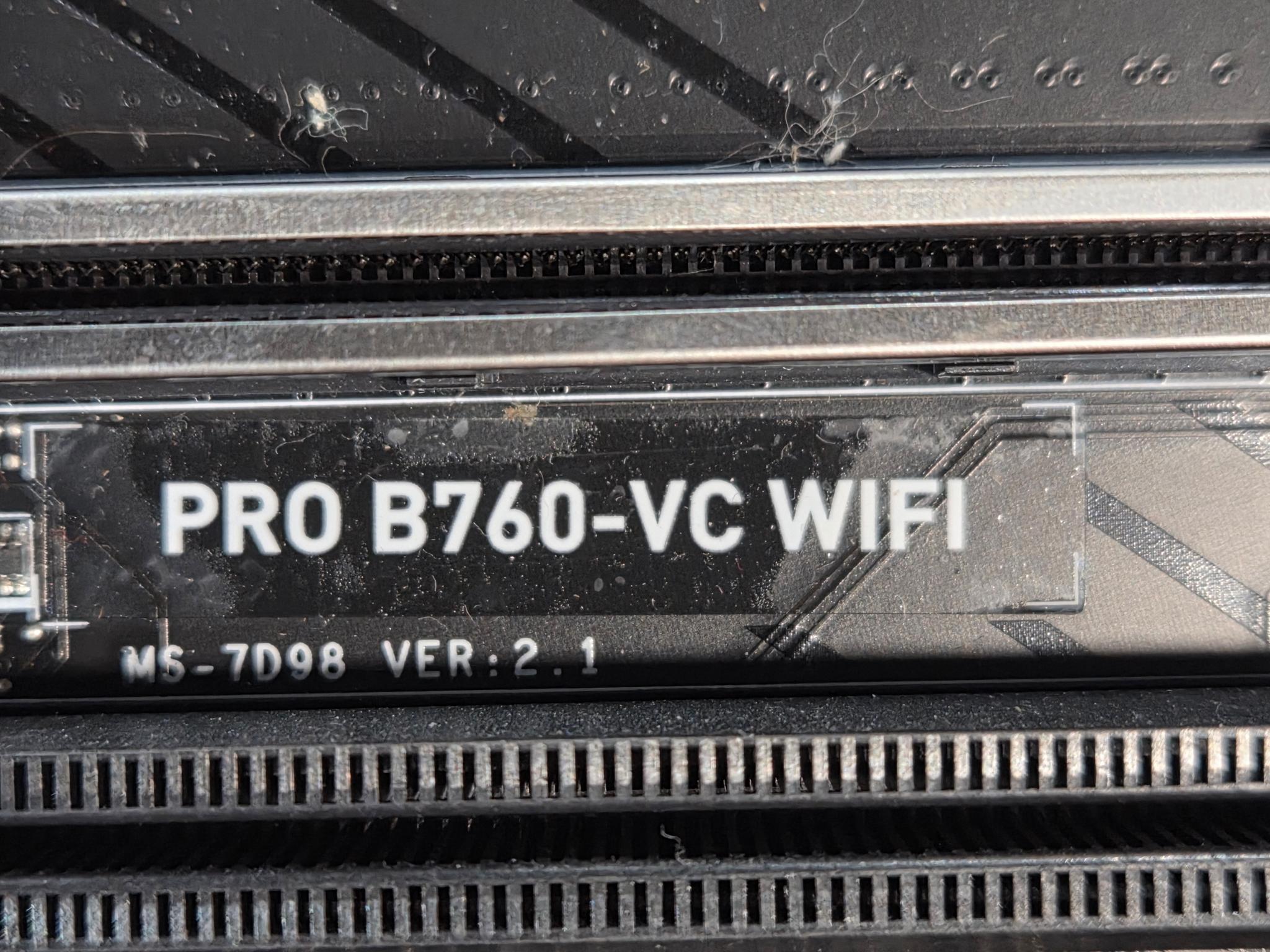 MSI PRO B760-VC WIFI LGA 1700 Motherboard DDR5. With Antennas. No IO Shield