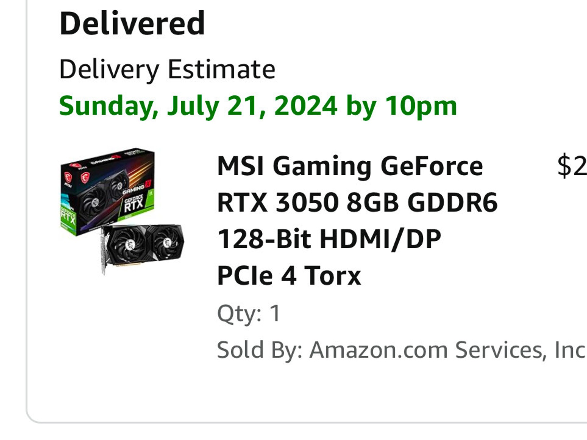 MSI GEFORCE RTX 3050 GAMING X 8GB