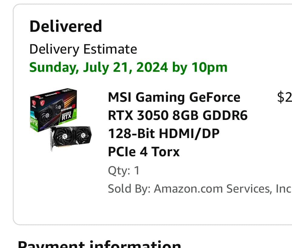 MSI GEFORCE RTX 3050 GAMING X 8GB