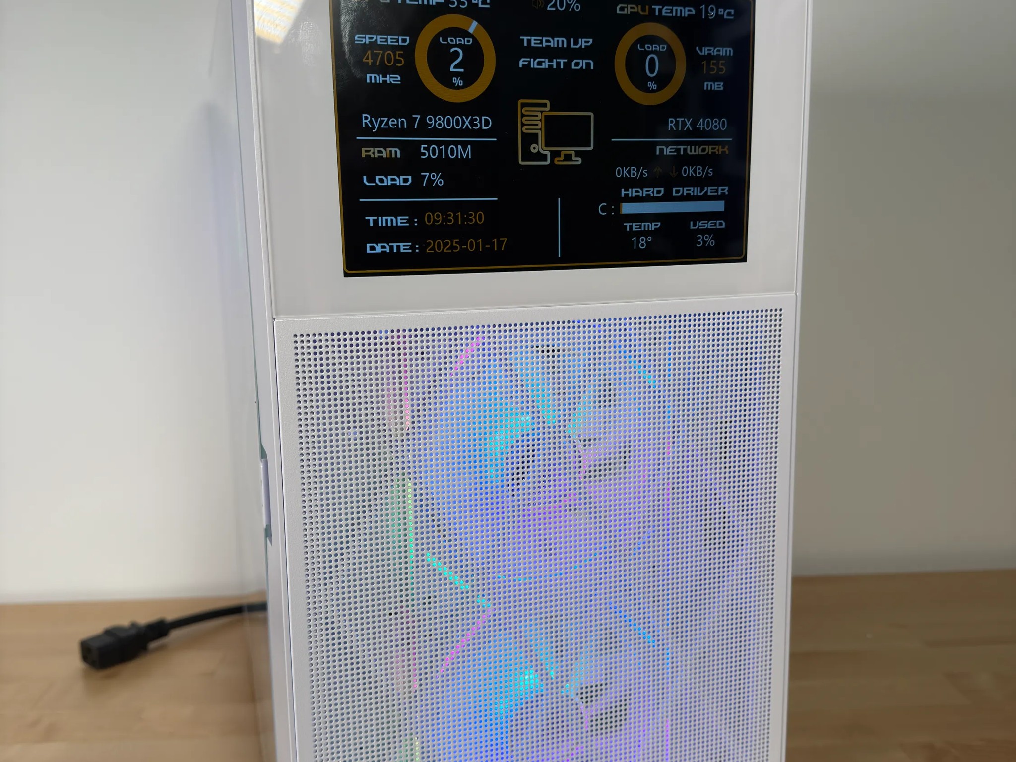 RTX 4080 Ryzen 9800X3D Gaming PC with Customizable Screen