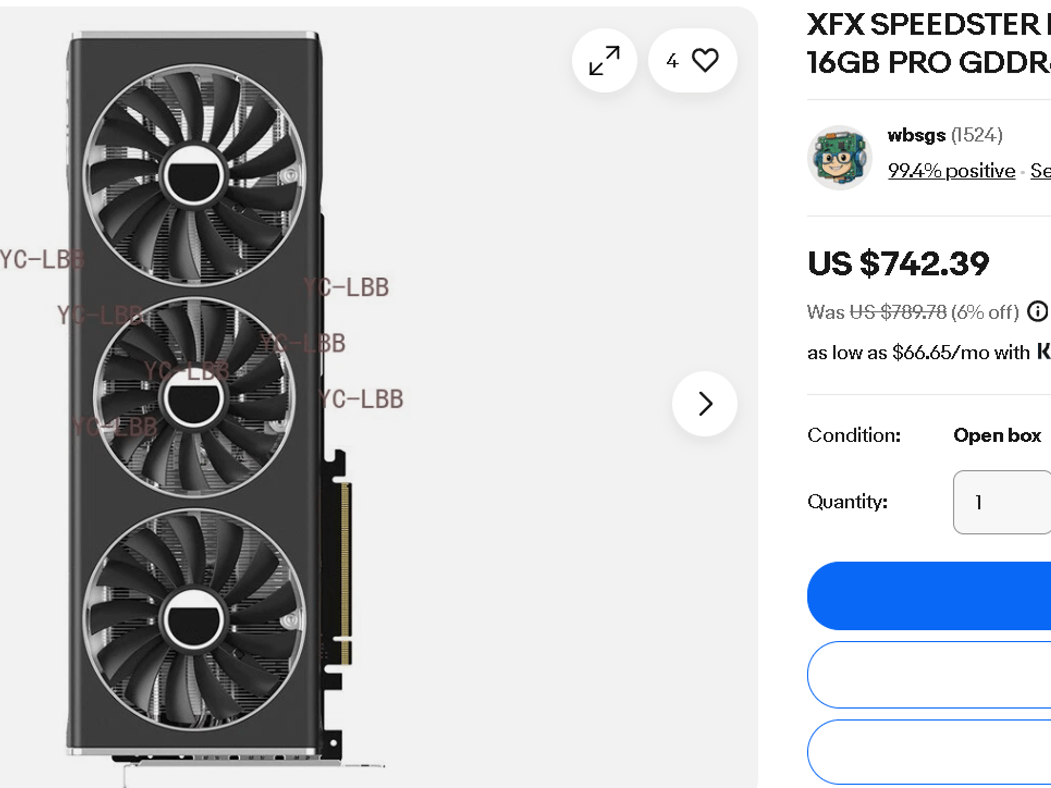 XFX Speedster MERC 319 Black Radeon RX 7800 XT