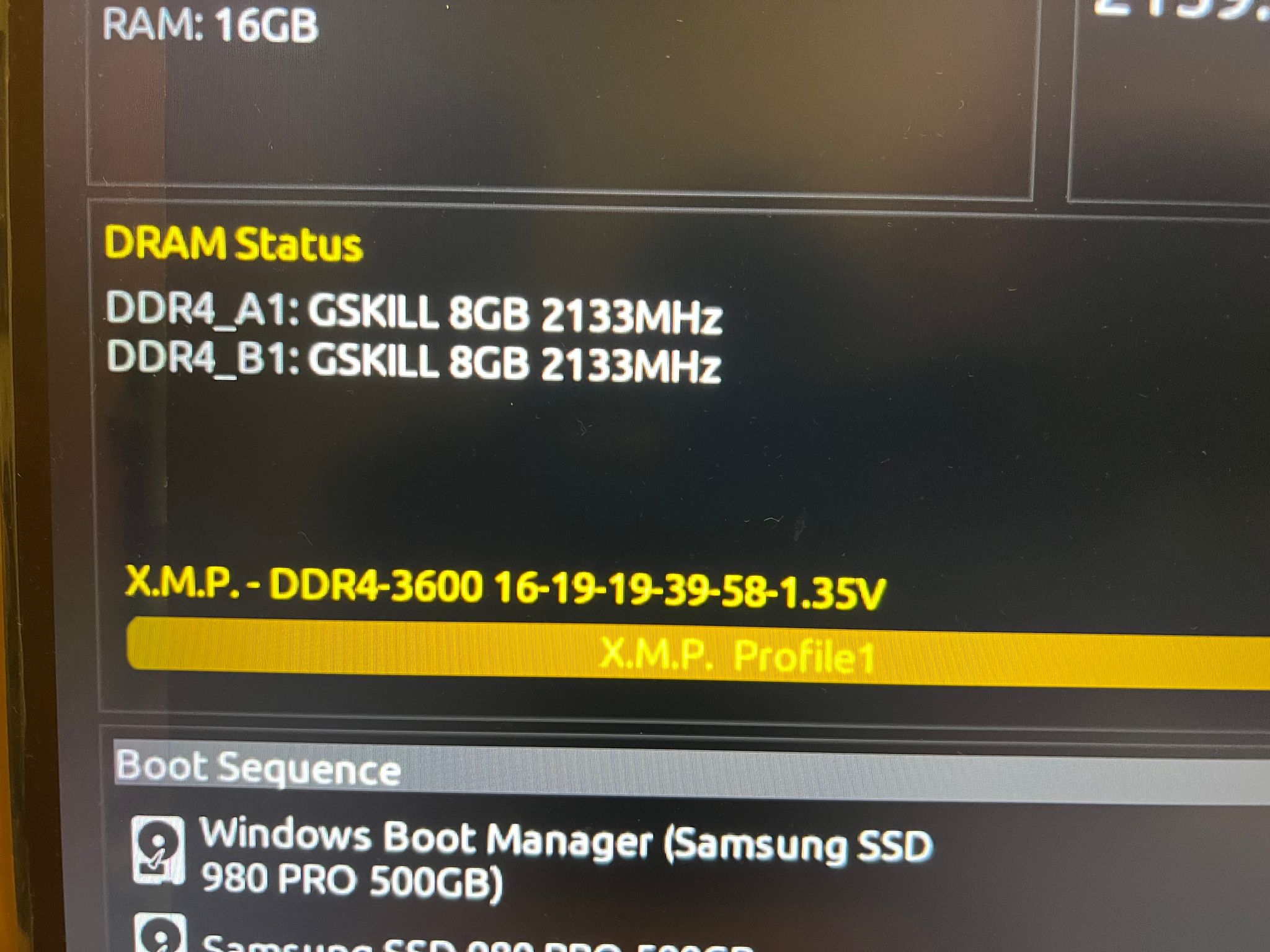 16GB (2x8GB) DDR4-3600MHz CL16 G.SKILL RAM Memory