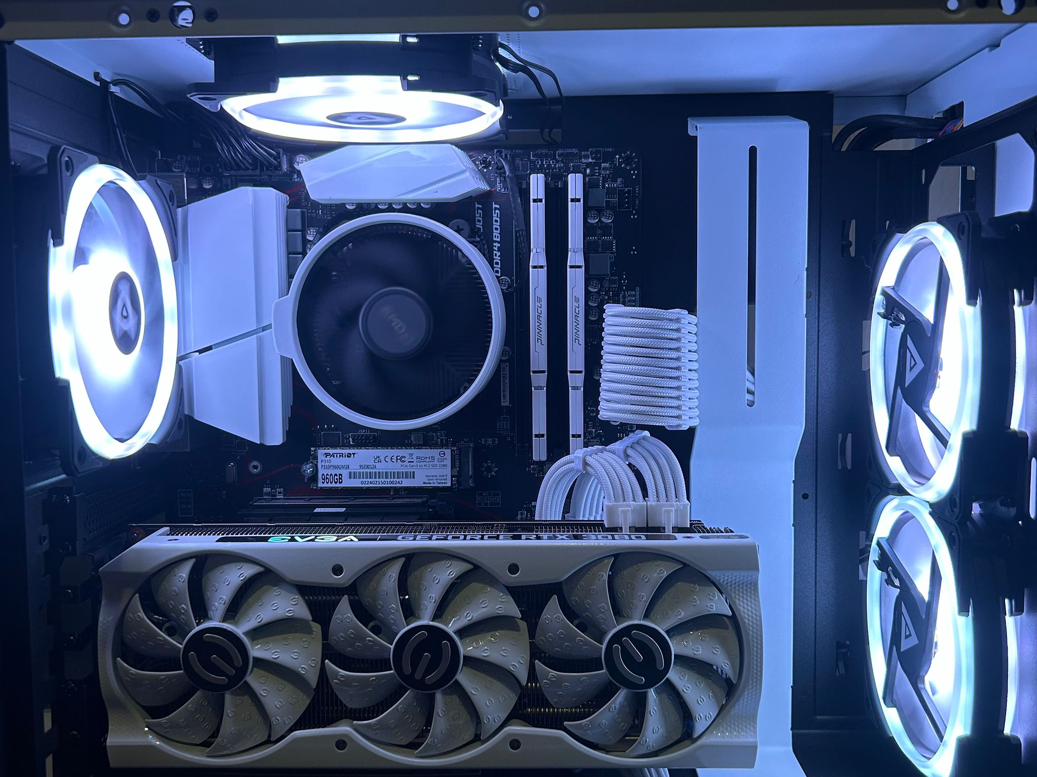 NZXT, RTX 3080/5600x, white and black rgb, vertical mount, 1TB Gaming PC