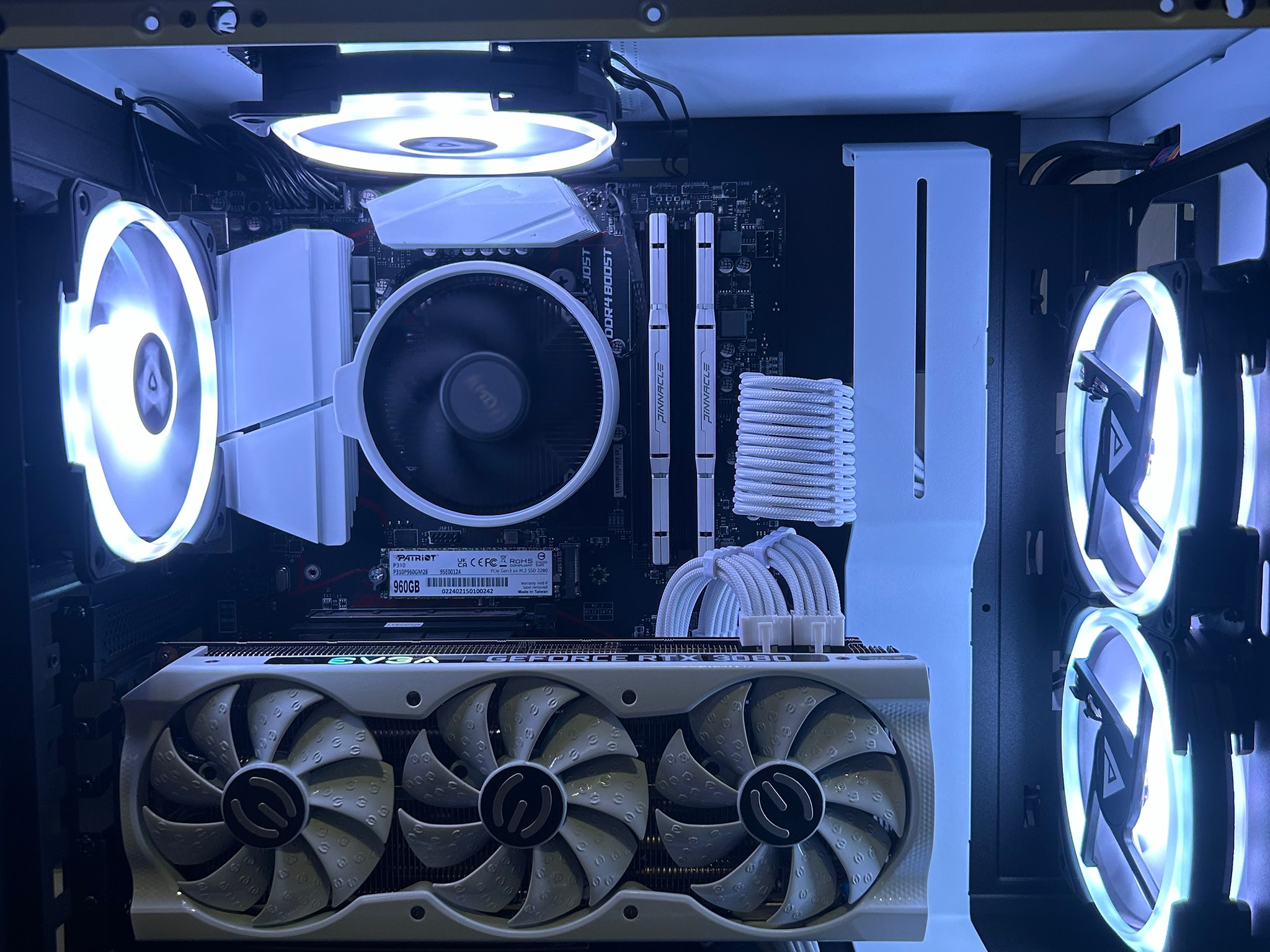 NZXT, RTX 3080/5600x, white and black rgb, vertical mount, 1TB Gaming PC