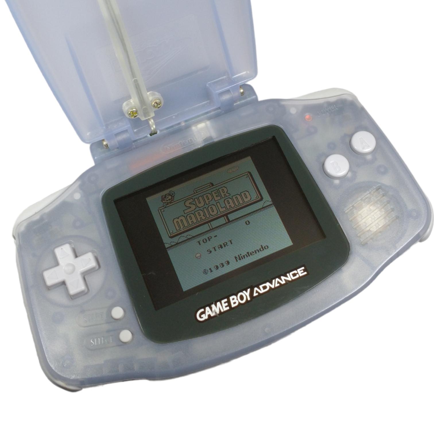 Gameboy Advance Clear Light Blue with Pelican Light Shield Super Mario & Red October