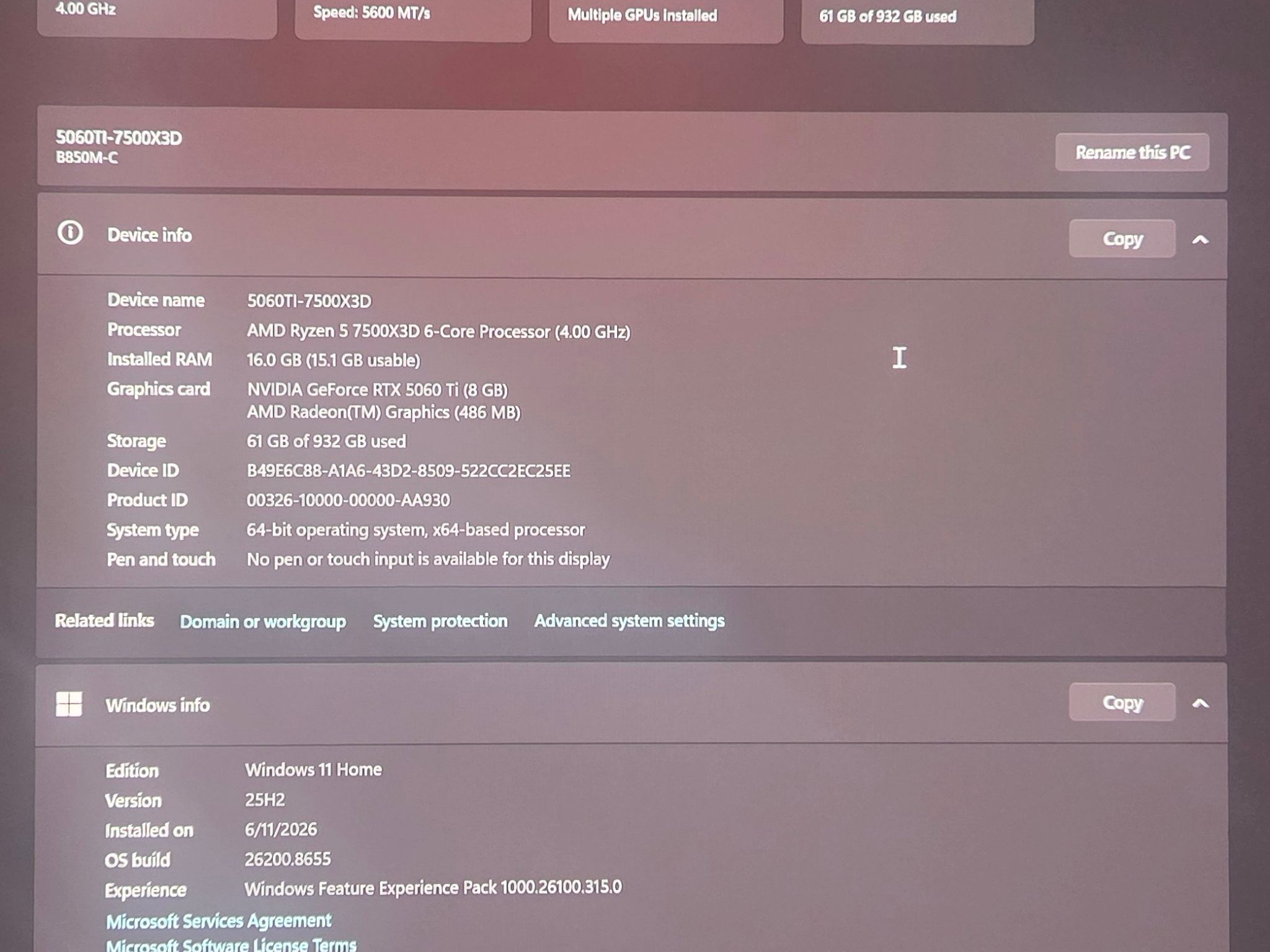 Custom Gaming PC - 4K 60FPS Ready - RTX 5060 Ti - 7500X3D - B850 - 16GB DDR5 1TB NVMe