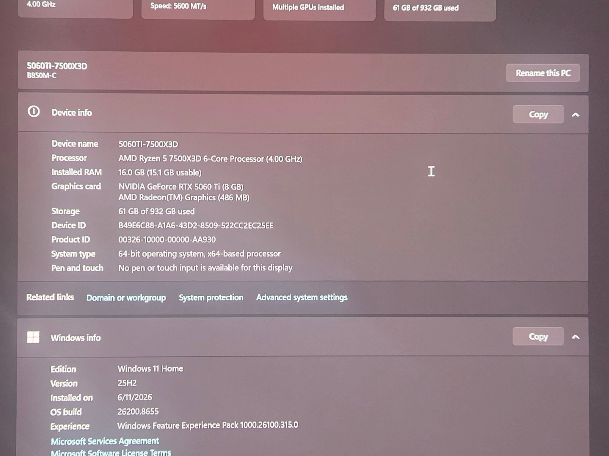 Custom Gaming PC - 4K 60FPS Ready - RTX 5060 Ti - 7500X3D - B850 - 16GB DDR5 1TB NVMe