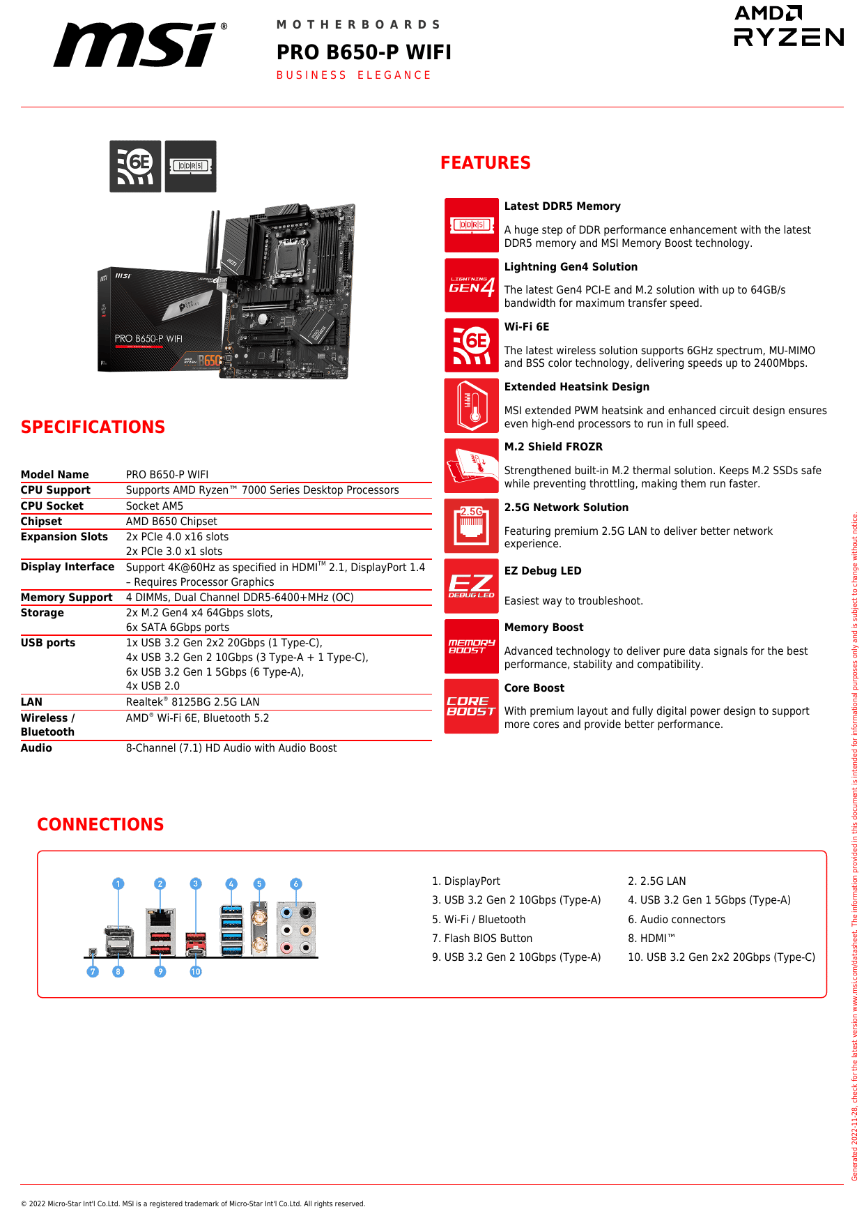 MSI PRO B650-P WIFI